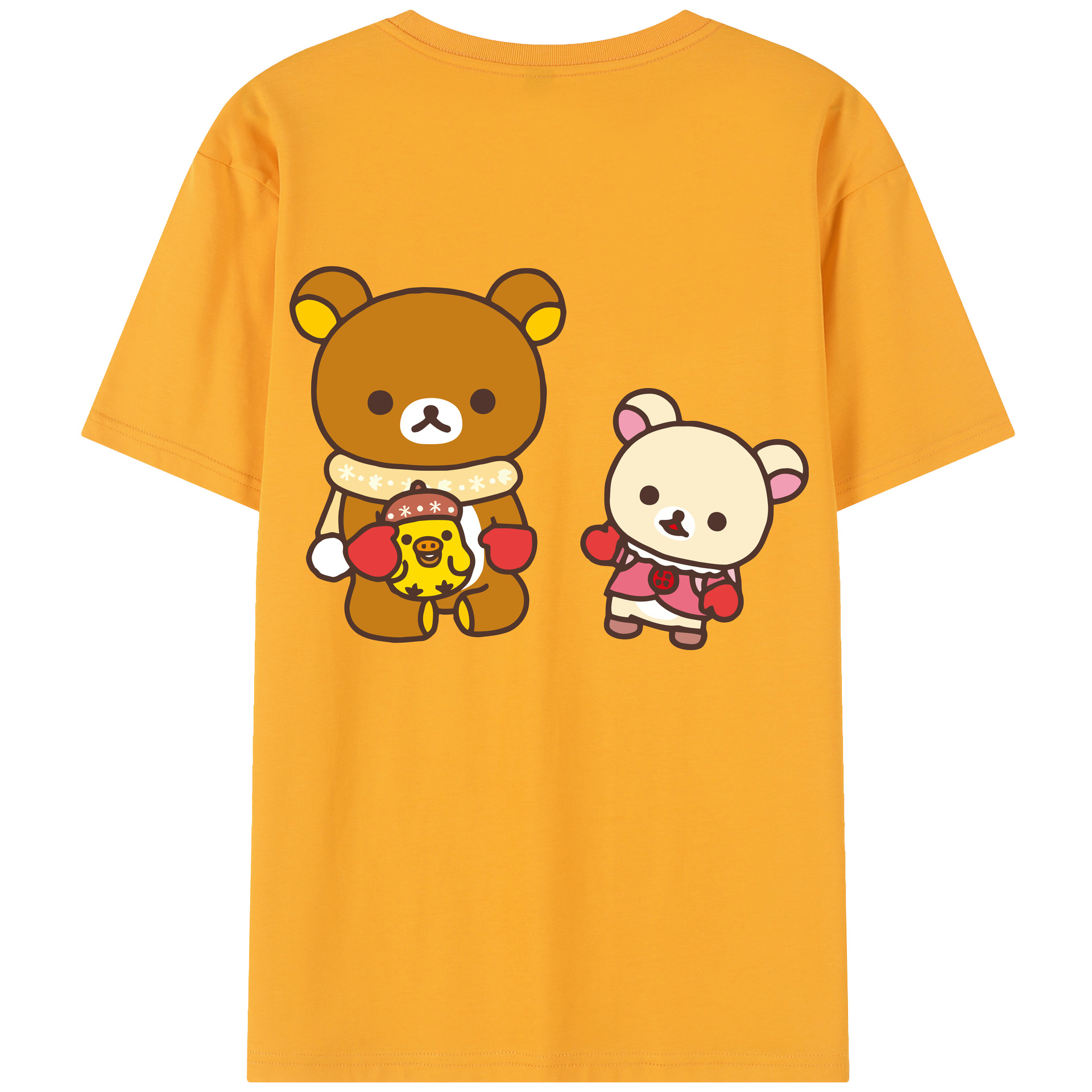 （画像用） リラックマ リラックマ キイロイトリ Rilakkuma Korilakkuma Kiiroitori 綿100％半袖Tシャツ（背面プリント）