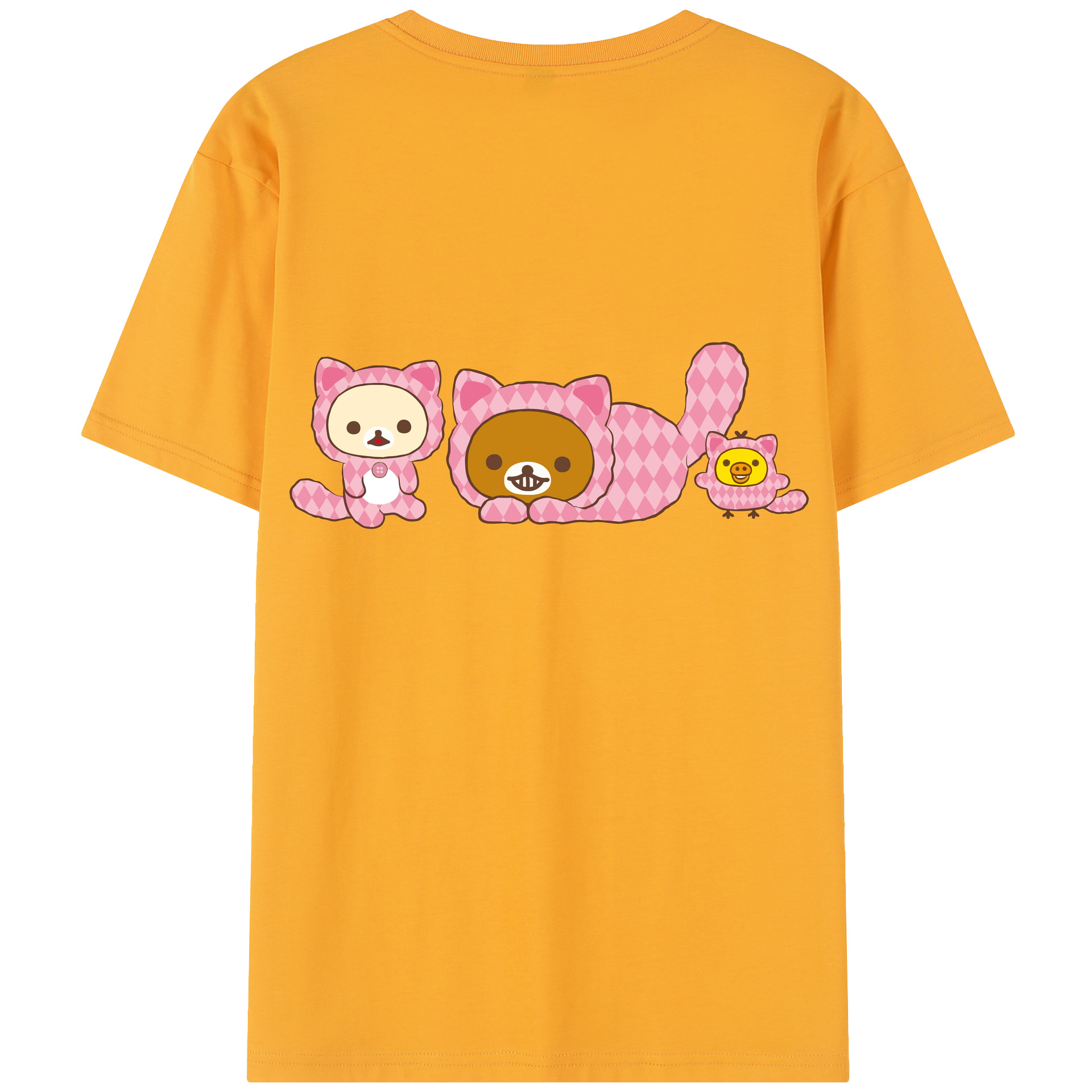 （画像用） リラックマ リラックマ キイロイトリ Rilakkuma Korilakkuma Kiiroitori 綿100％半袖Tシャツ（背面プリント）