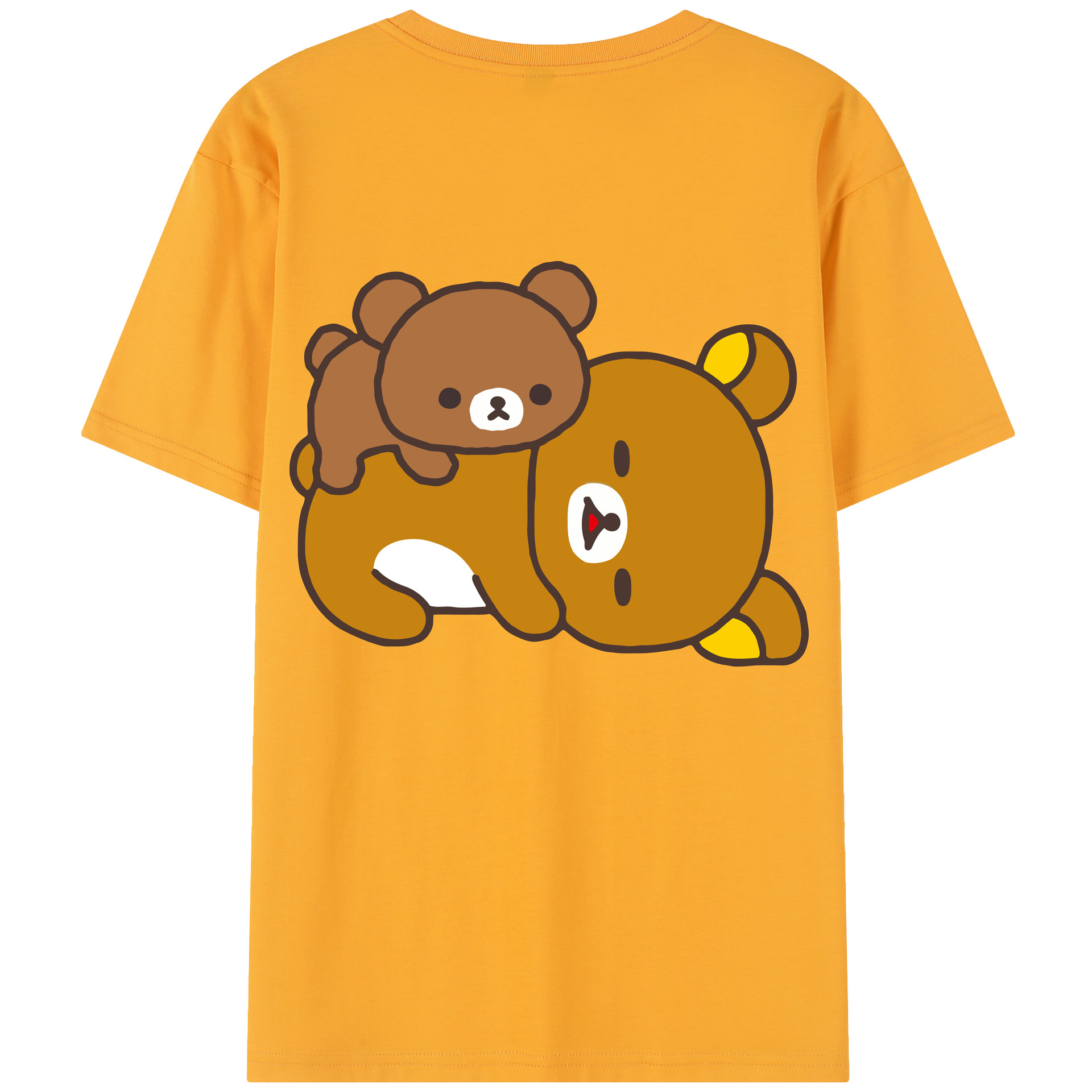 （画像用） リラックマ リラックマ キイロイトリ Rilakkuma Korilakkuma Kiiroitori 綿100％半袖Tシャツ（背面プリント）