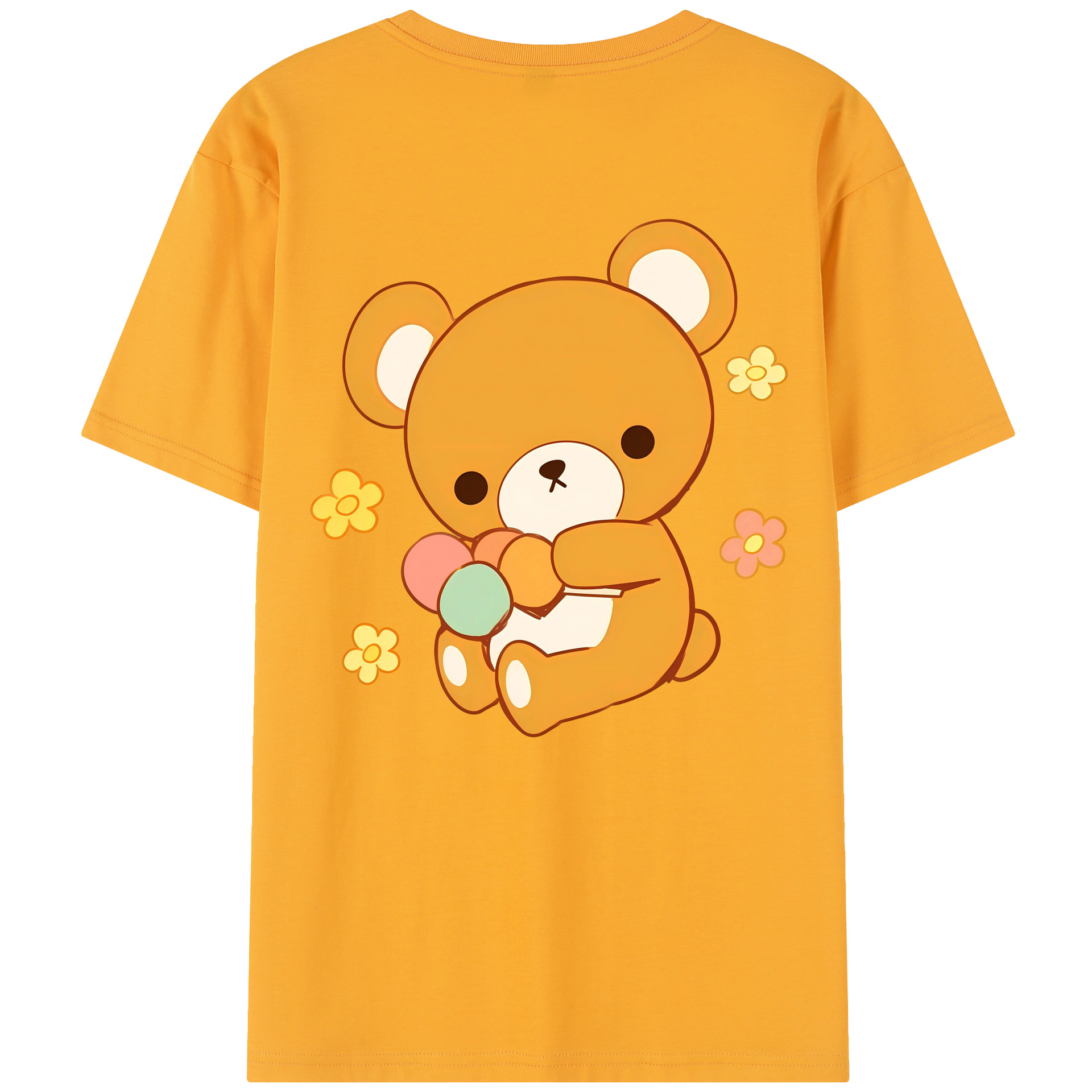 （画像用） リラックマ リラックマ キイロイトリ Rilakkuma Korilakkuma Kiiroitori 綿100％半袖Tシャツ（背面プリント）
