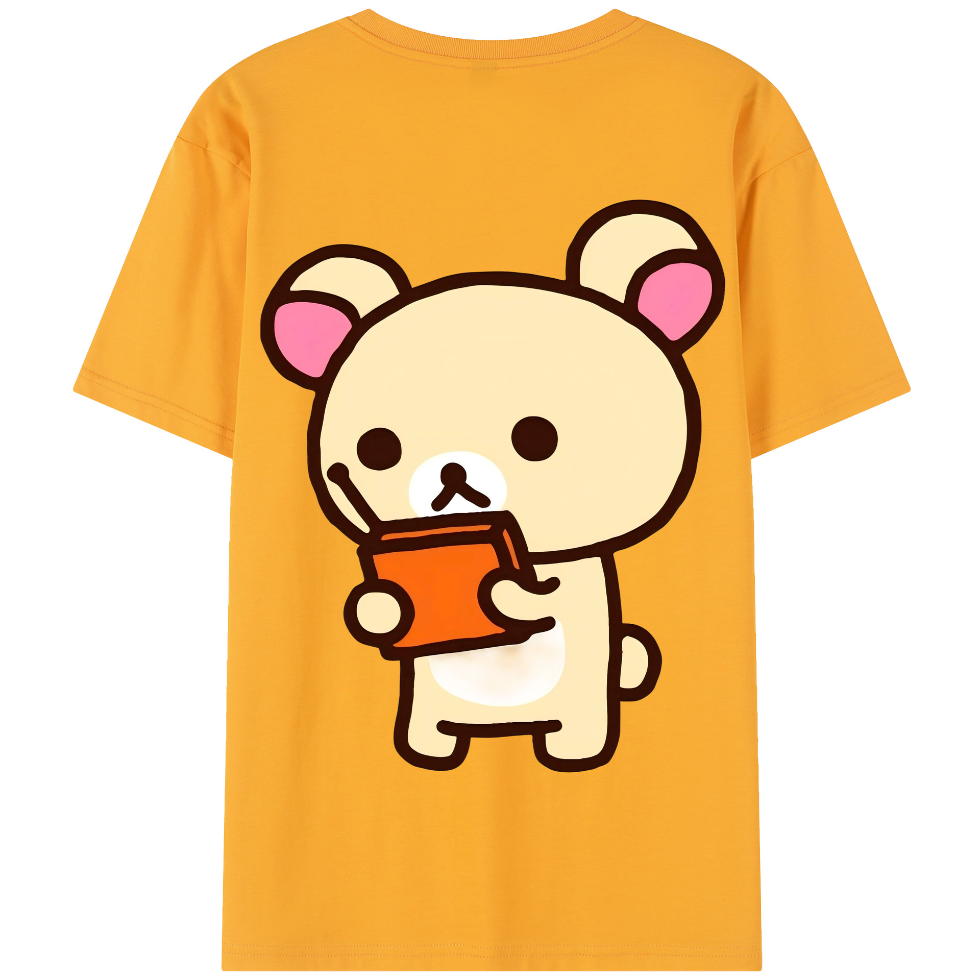 （画像用） リラックマ リラックマ キイロイトリ Rilakkuma Korilakkuma Kiiroitori 綿100％半袖Tシャツ（背面プリント）