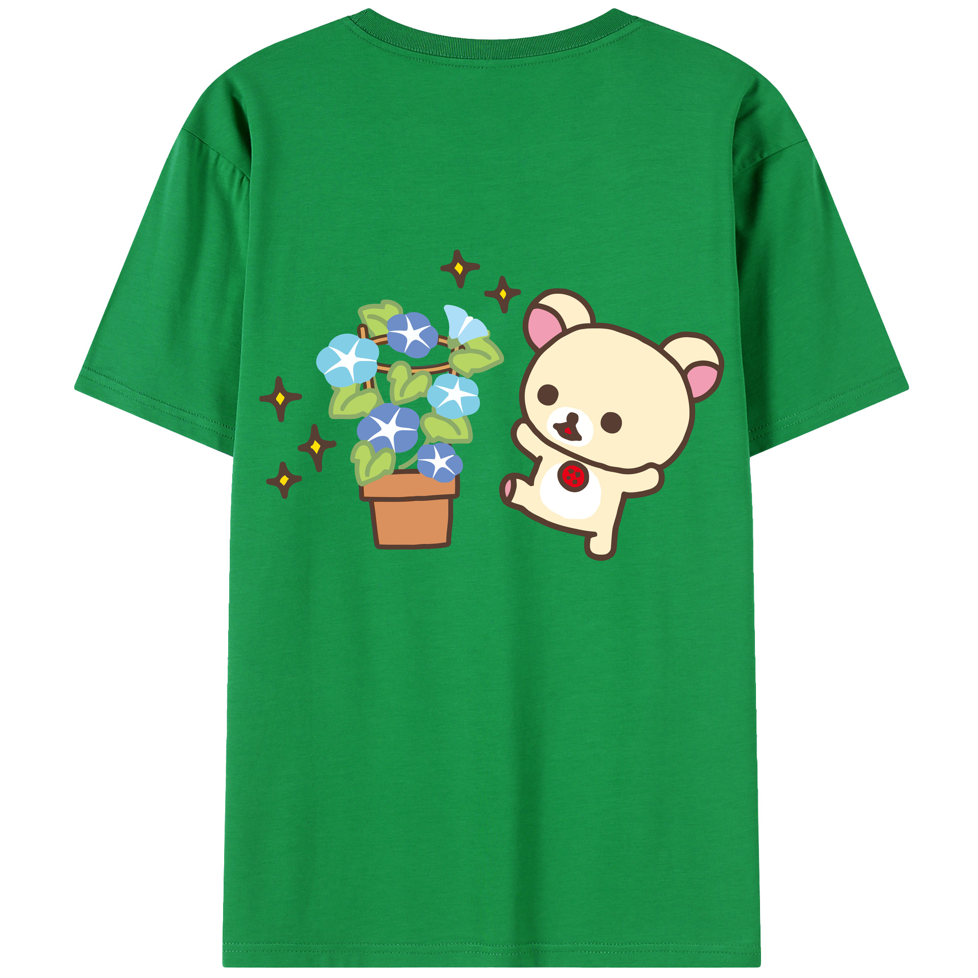 （画像用） リラックマ リラックマ キイロイトリ Rilakkuma Korilakkuma Kiiroitori 綿100％半袖Tシャツ（背面プリント）