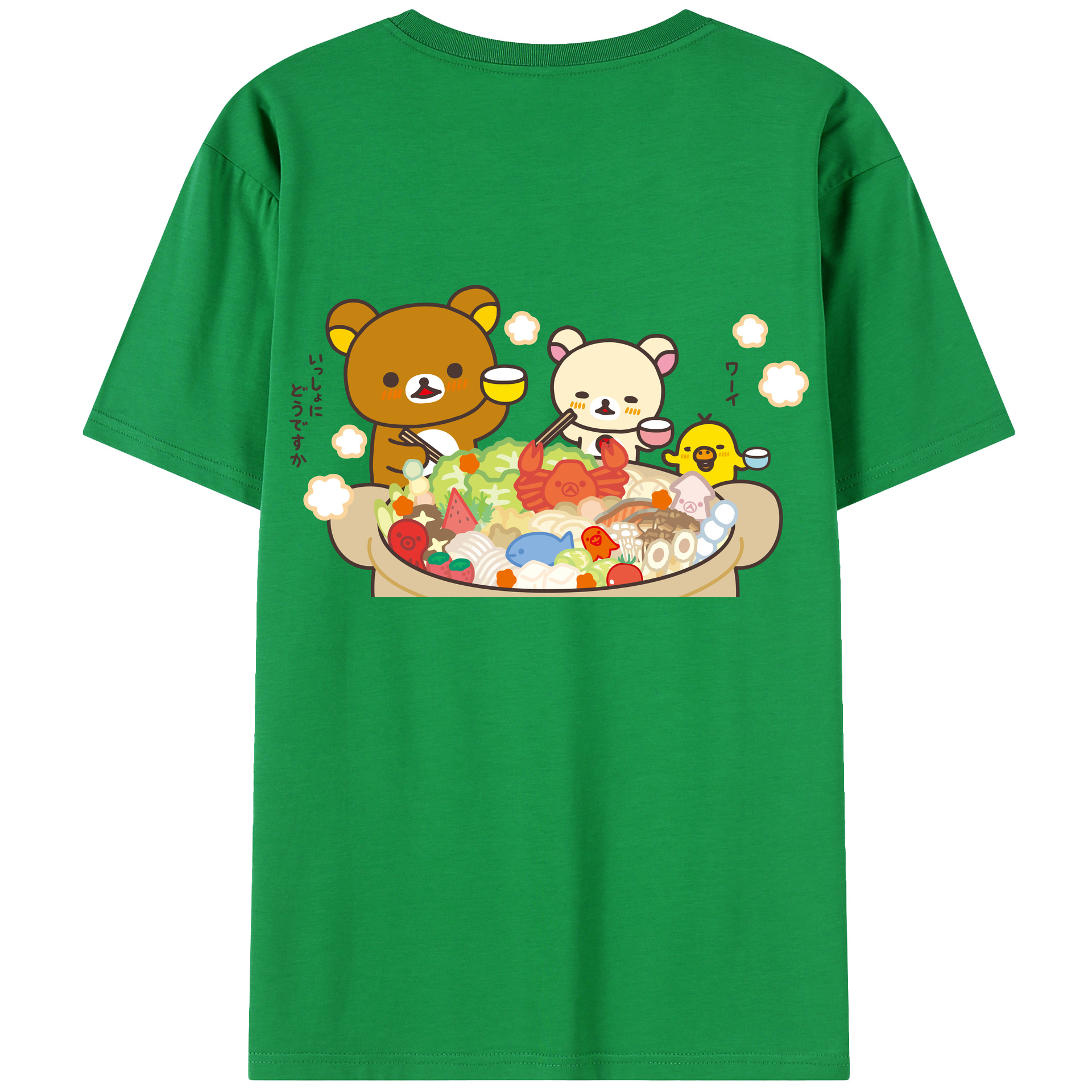 （画像用） リラックマ リラックマ キイロイトリ Rilakkuma Korilakkuma Kiiroitori 綿100％半袖Tシャツ（背面プリント）