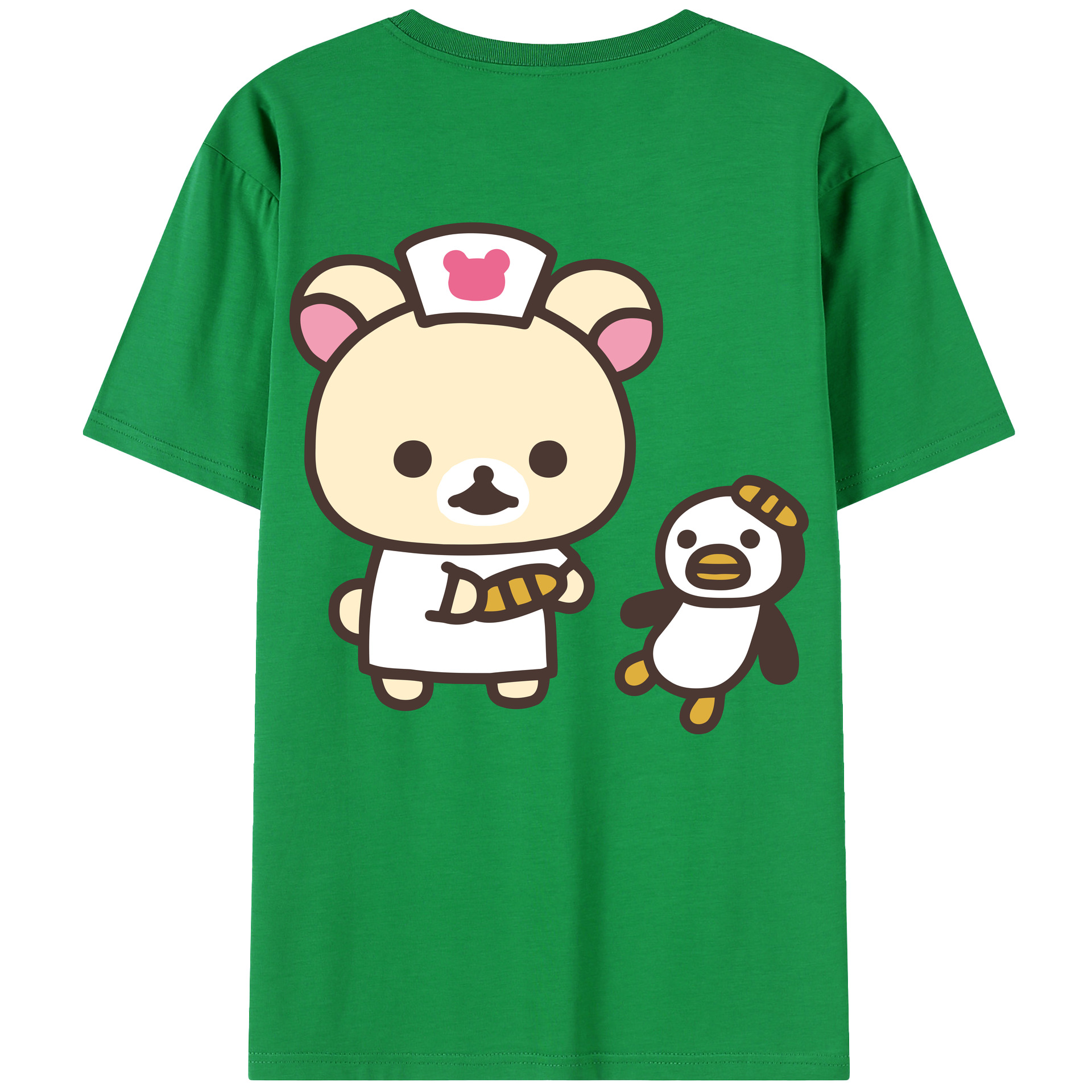 （画像用） リラックマ リラックマ キイロイトリ Rilakkuma Korilakkuma Kiiroitori 綿100％半袖Tシャツ（背面プリント）