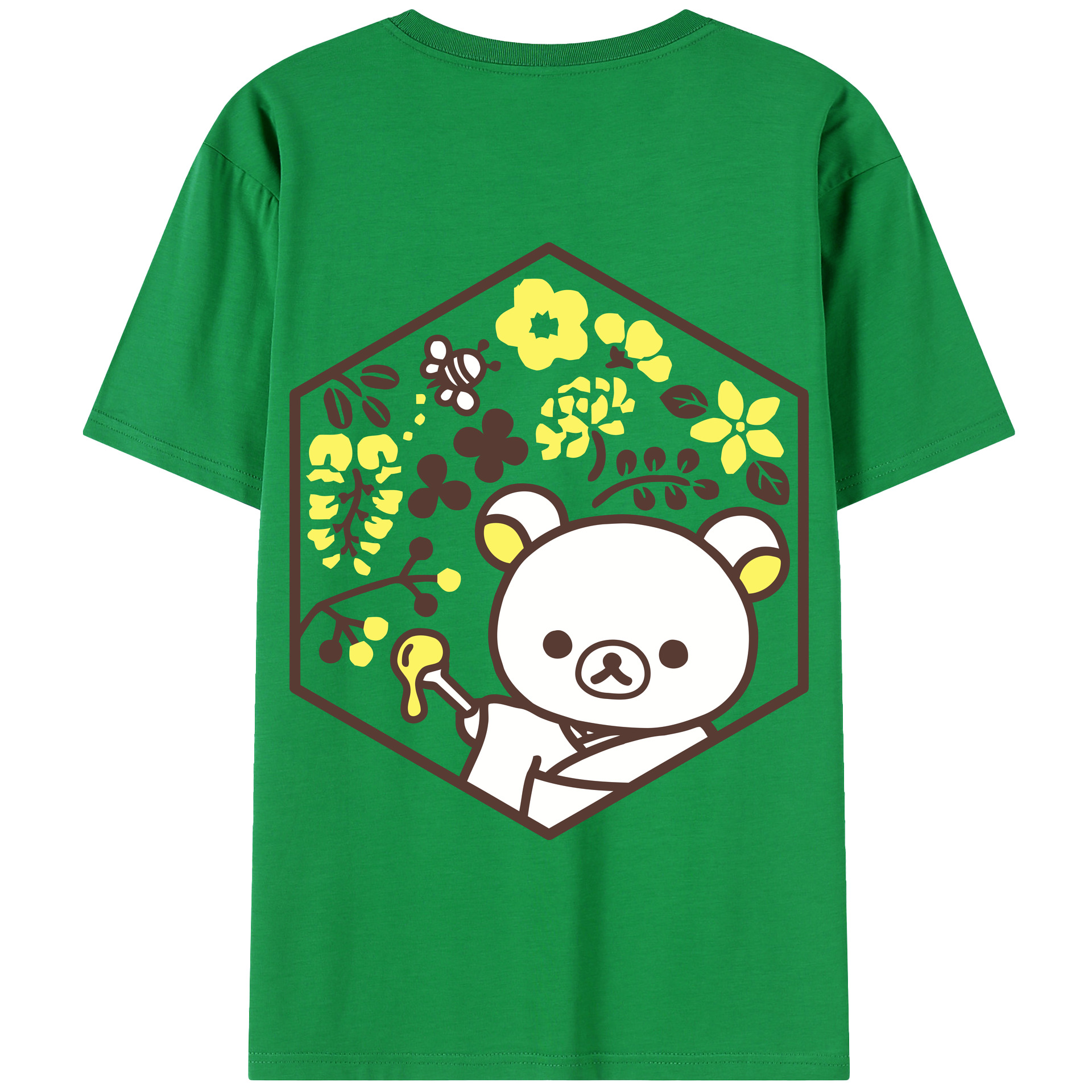 （画像用） リラックマ リラックマ キイロイトリ Rilakkuma Korilakkuma Kiiroitori 綿100％半袖Tシャツ（背面プリント）