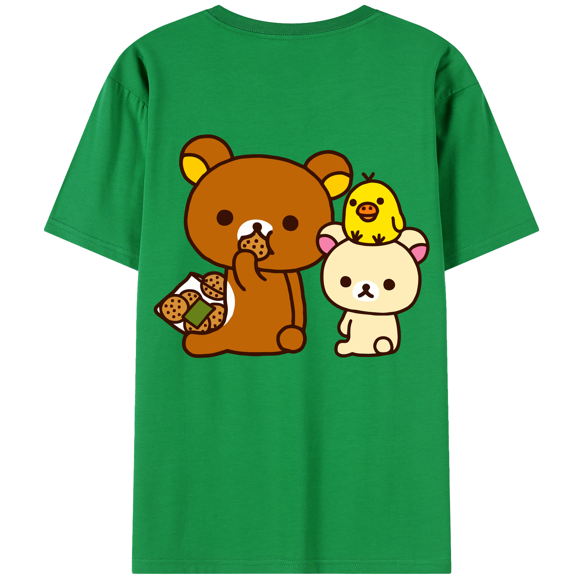 （画像用） リラックマ リラックマ キイロイトリ Rilakkuma Korilakkuma Kiiroitori 綿100％半袖Tシャツ（背面プリント）