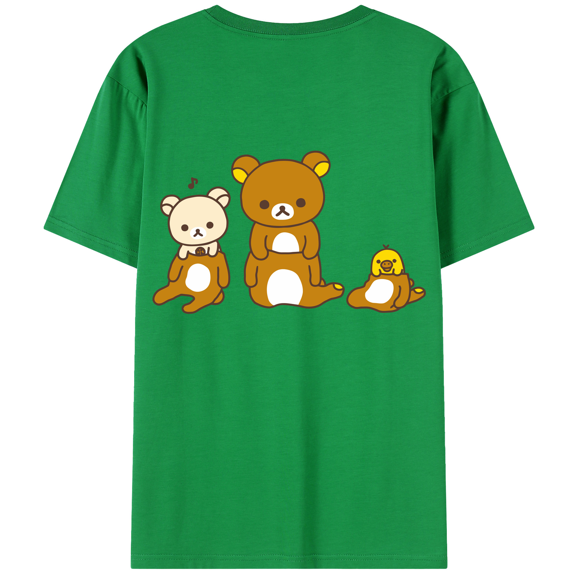 （画像用） リラックマ リラックマ キイロイトリ Rilakkuma Korilakkuma Kiiroitori 綿100％半袖Tシャツ（背面プリント）