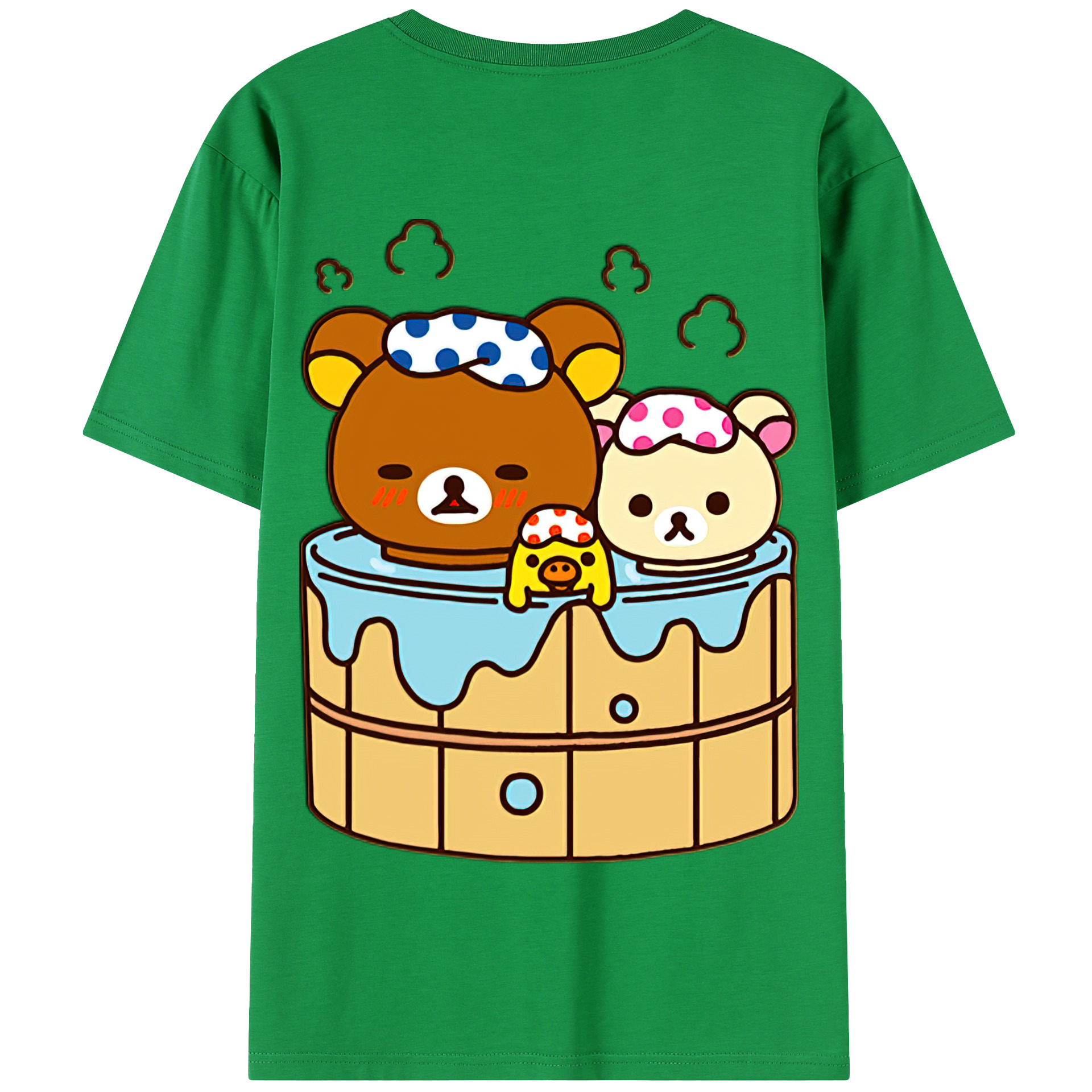 （画像用） リラックマ リラックマ キイロイトリ Rilakkuma Korilakkuma Kiiroitori 綿100％半袖Tシャツ（背面プリント）