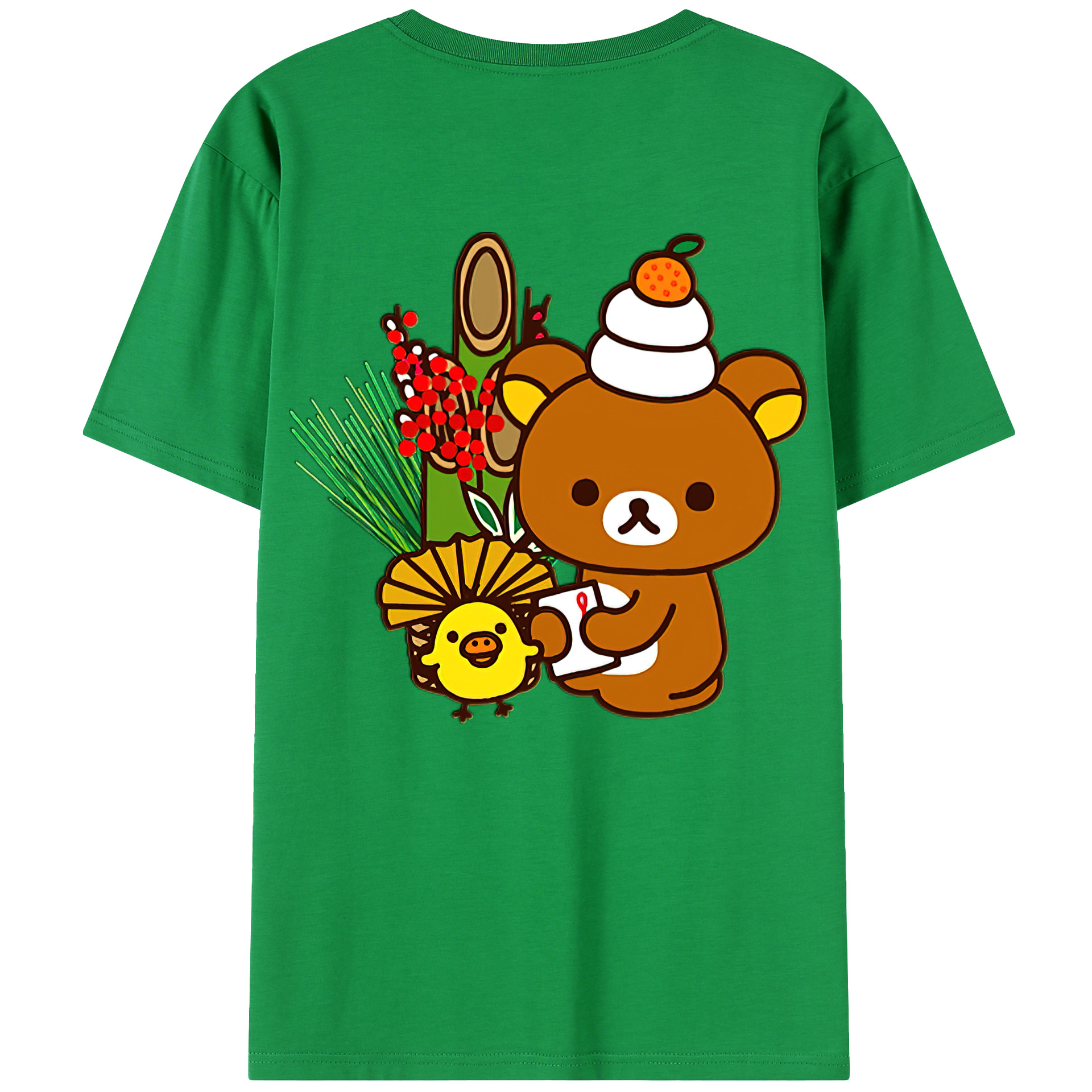 （画像用） リラックマ リラックマ キイロイトリ Rilakkuma Korilakkuma Kiiroitori 綿100％半袖Tシャツ（背面プリント）