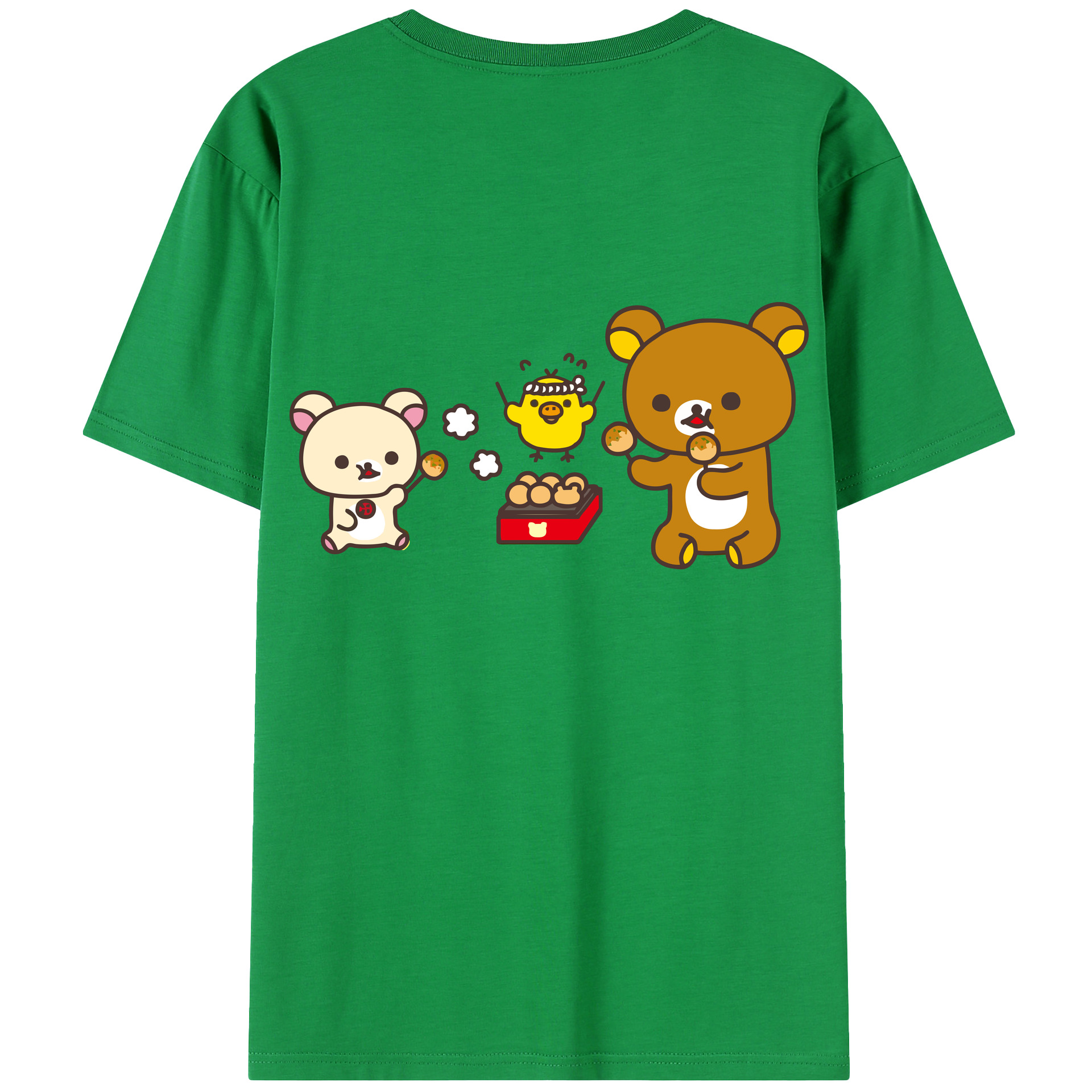 （画像用） リラックマ リラックマ キイロイトリ Rilakkuma Korilakkuma Kiiroitori 綿100％半袖Tシャツ（背面プリント）
