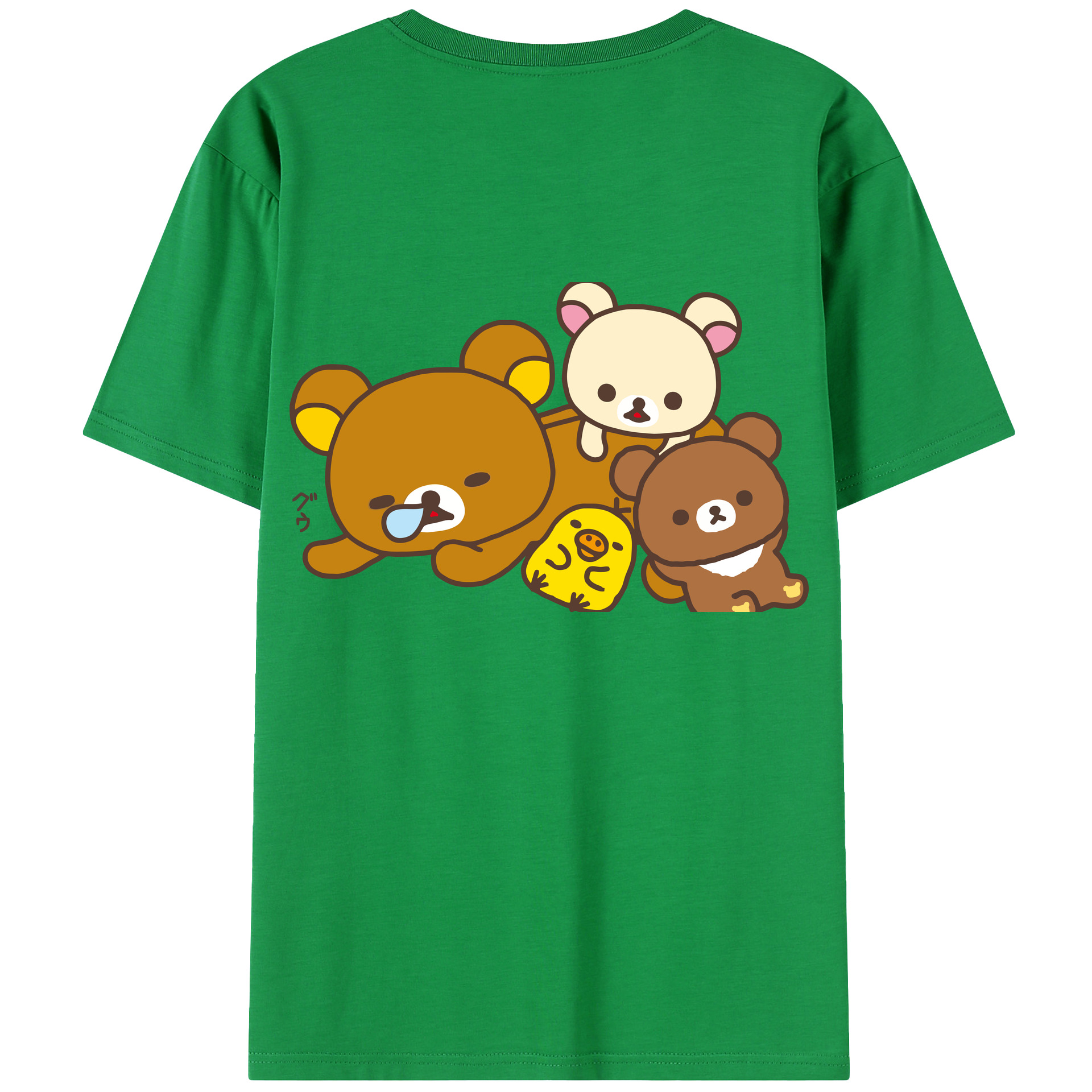 （画像用） リラックマ リラックマ キイロイトリ Rilakkuma Korilakkuma Kiiroitori 綿100％半袖Tシャツ（背面プリント）