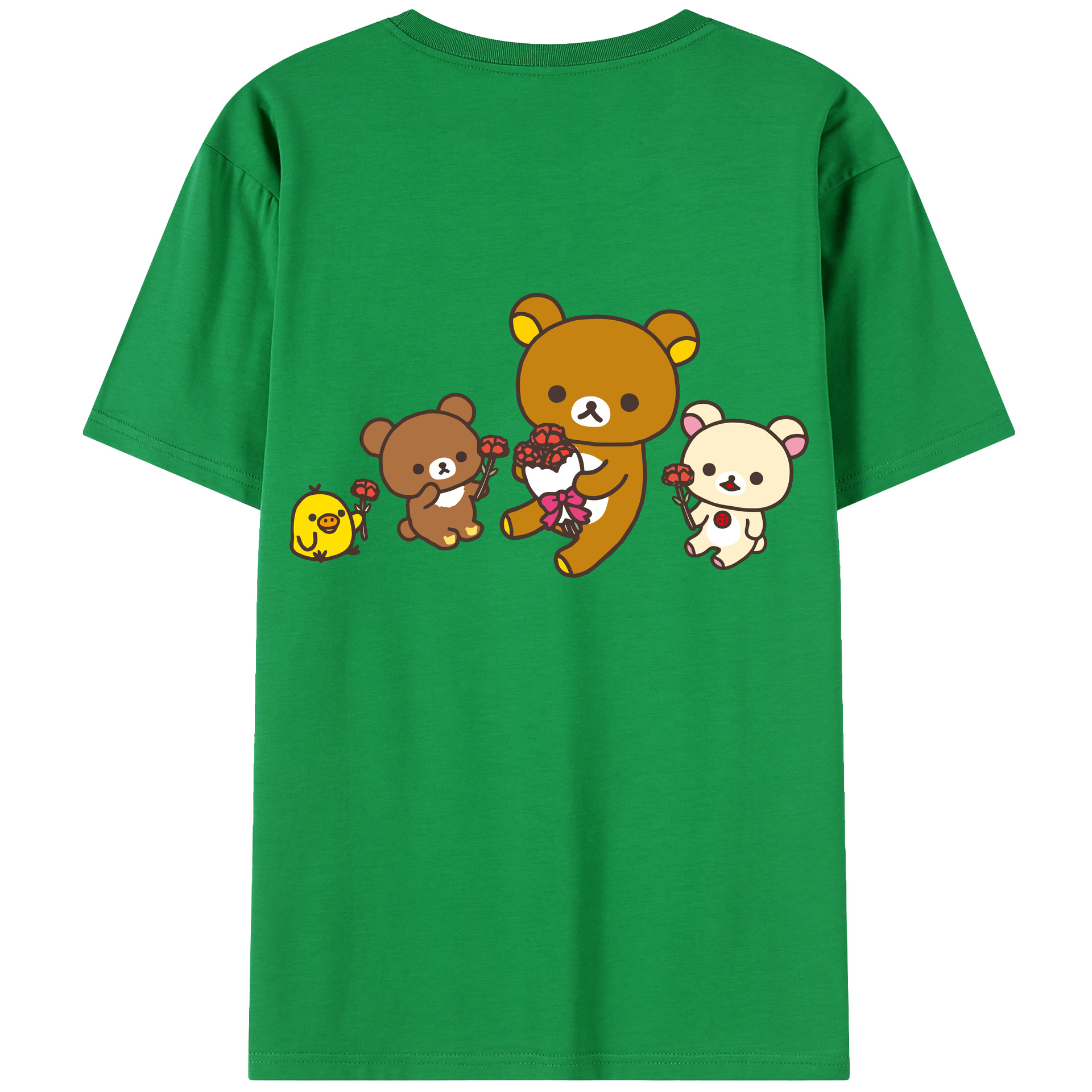 （画像用） リラックマ リラックマ キイロイトリ Rilakkuma Korilakkuma Kiiroitori 綿100％半袖Tシャツ（背面プリント）