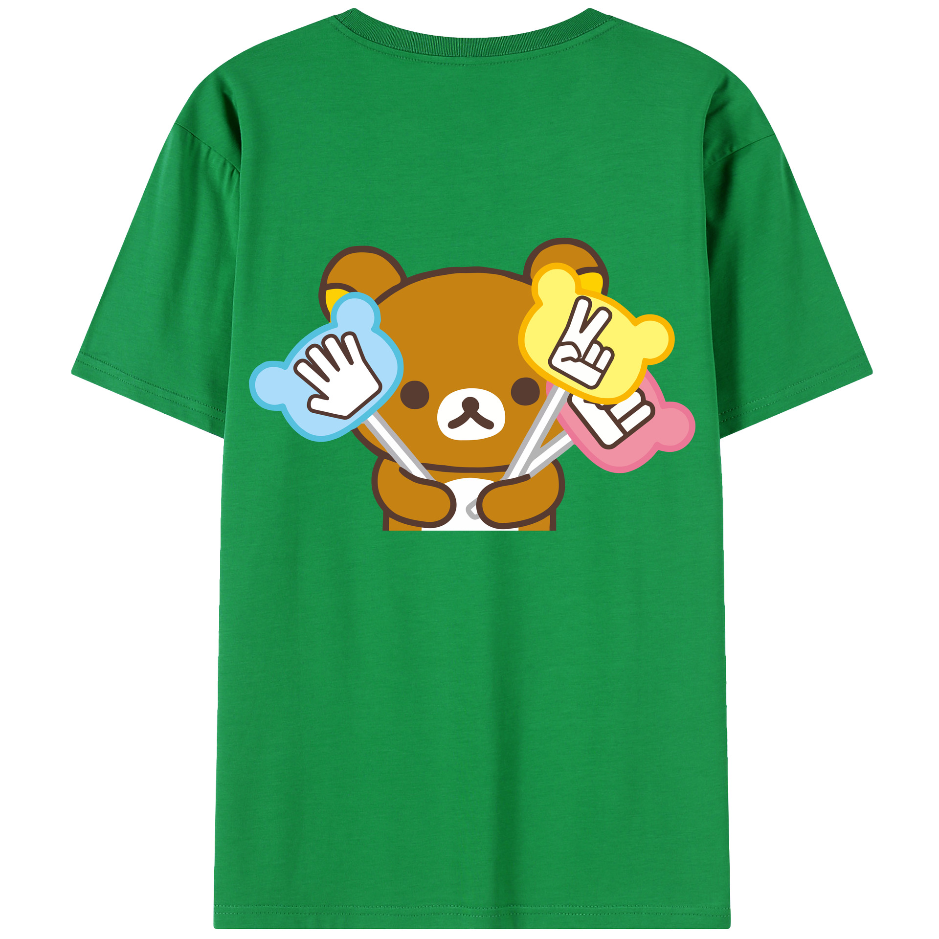 （画像用） リラックマ リラックマ キイロイトリ Rilakkuma Korilakkuma Kiiroitori 綿100％半袖Tシャツ（背面プリント）