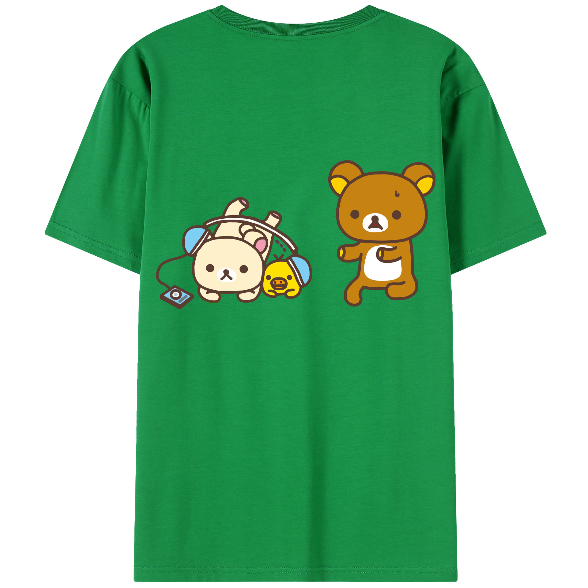 （画像用） リラックマ リラックマ キイロイトリ Rilakkuma Korilakkuma Kiiroitori 綿100％半袖Tシャツ（背面プリント）