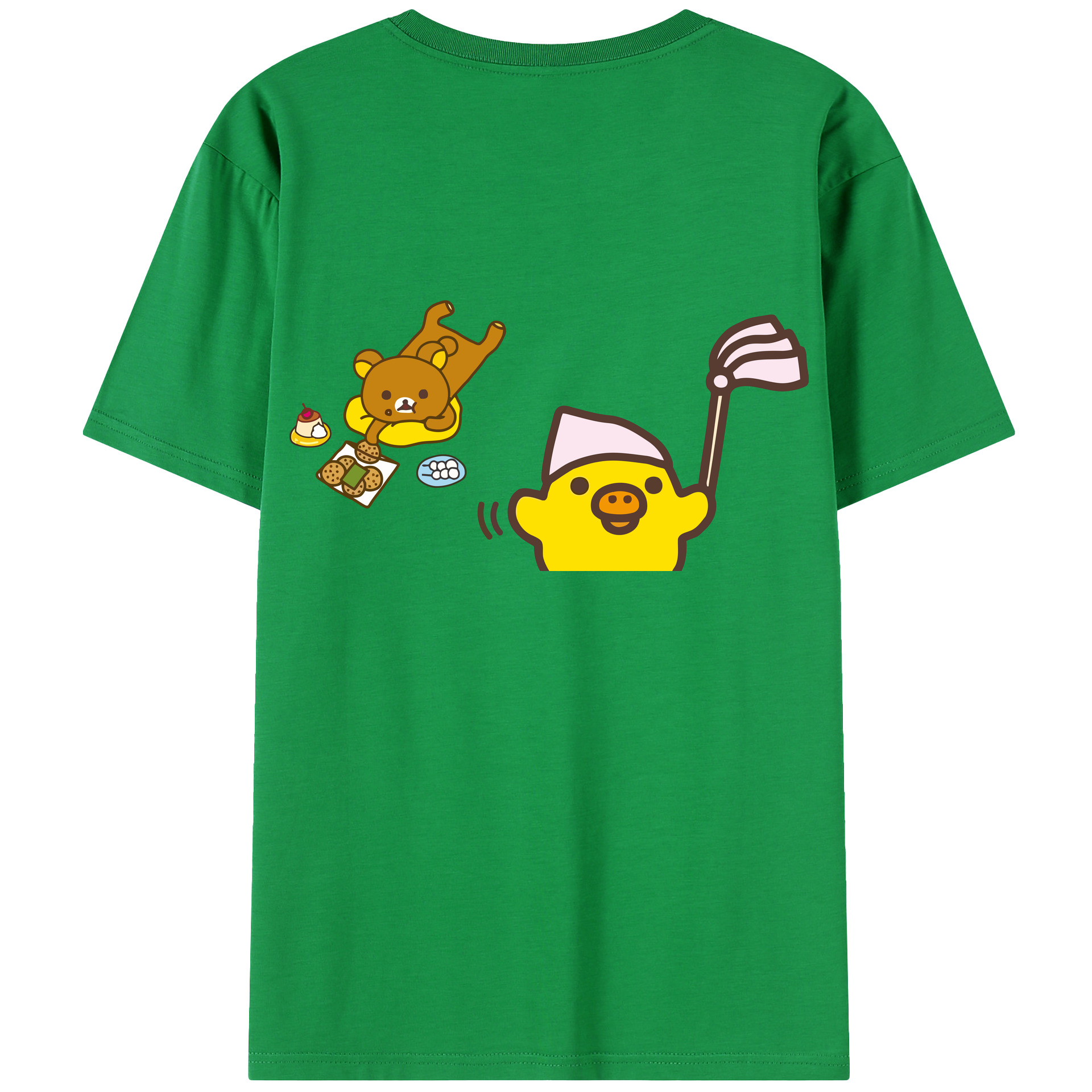 （画像用） リラックマ リラックマ キイロイトリ Rilakkuma Korilakkuma Kiiroitori 綿100％半袖Tシャツ（背面プリント）