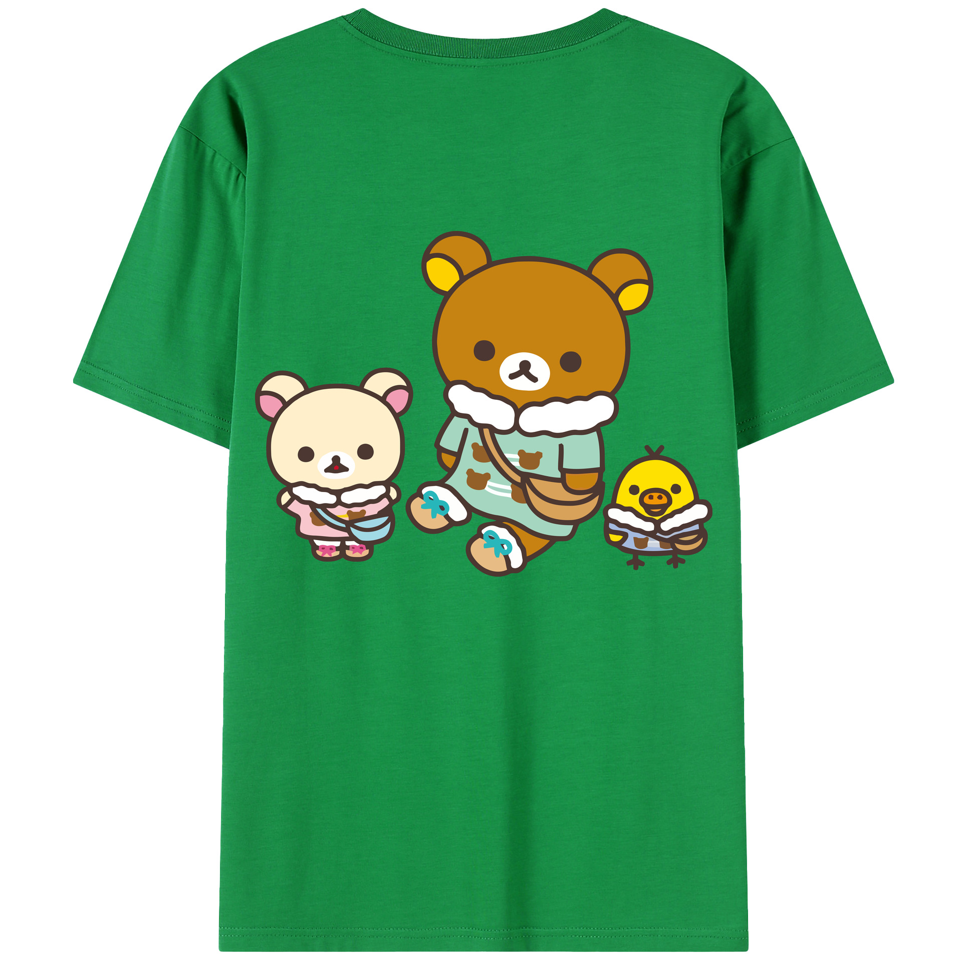 （画像用） リラックマ リラックマ キイロイトリ Rilakkuma Korilakkuma Kiiroitori 綿100％半袖Tシャツ（背面プリント）