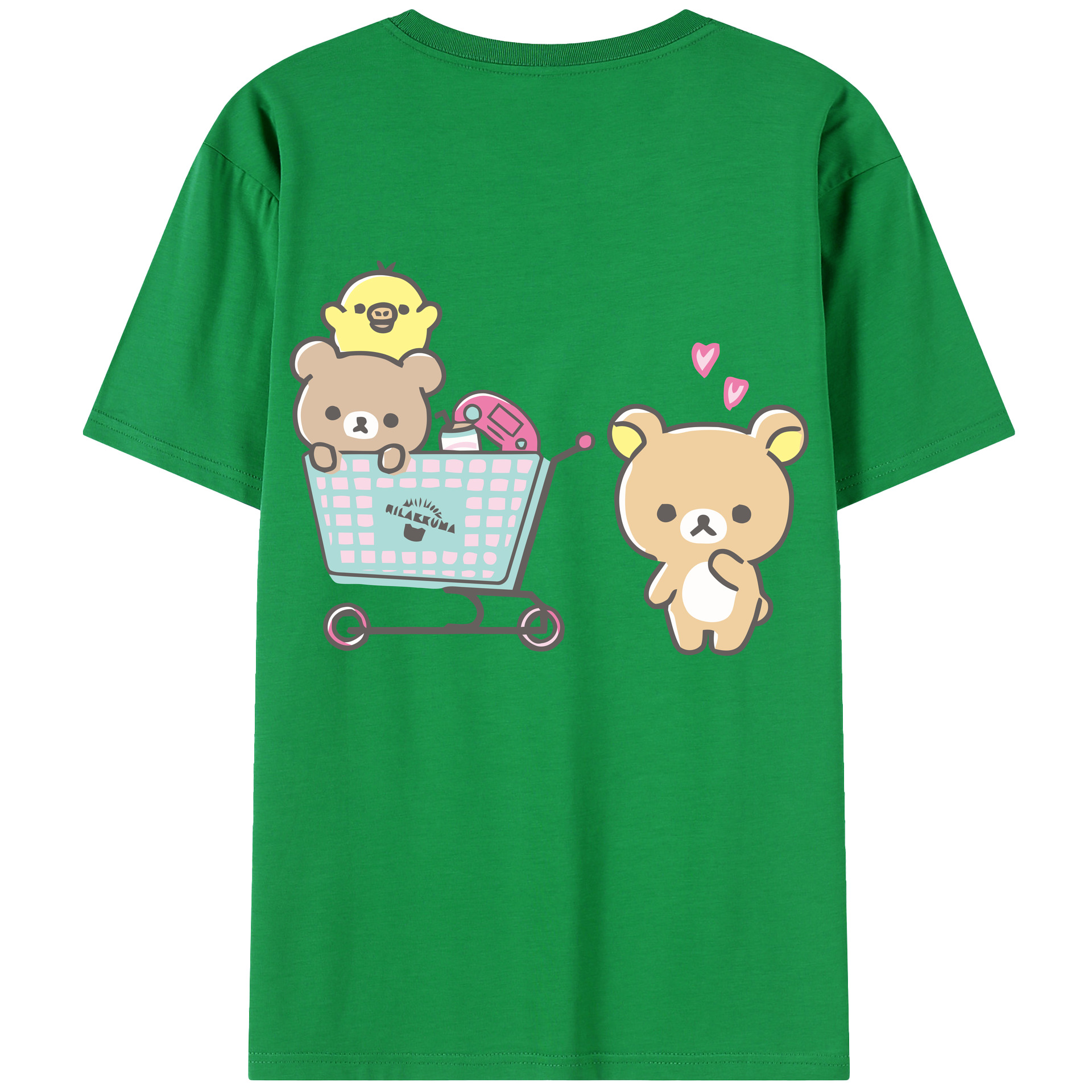 （画像用） リラックマ リラックマ キイロイトリ Rilakkuma Korilakkuma Kiiroitori 綿100％半袖Tシャツ（背面プリント）