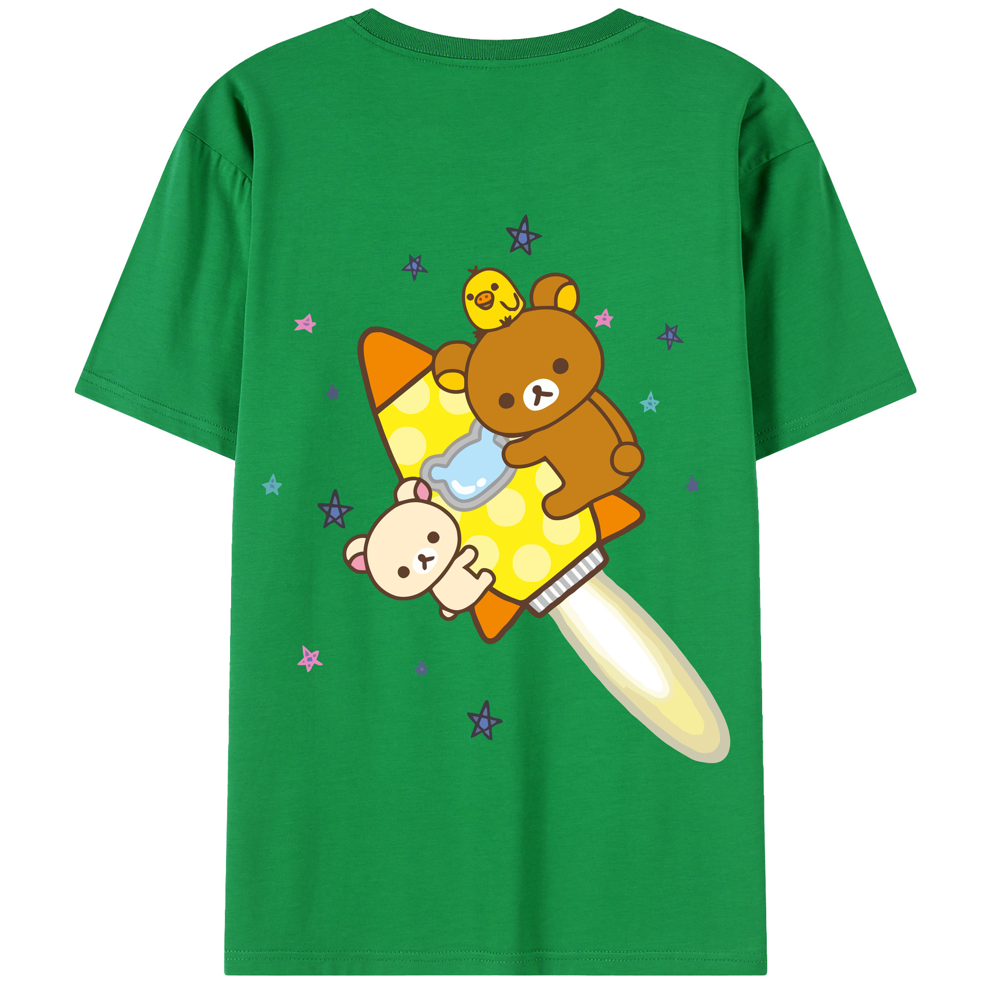 （画像用） リラックマ リラックマ キイロイトリ Rilakkuma Korilakkuma Kiiroitori 綿100％半袖Tシャツ（背面プリント）