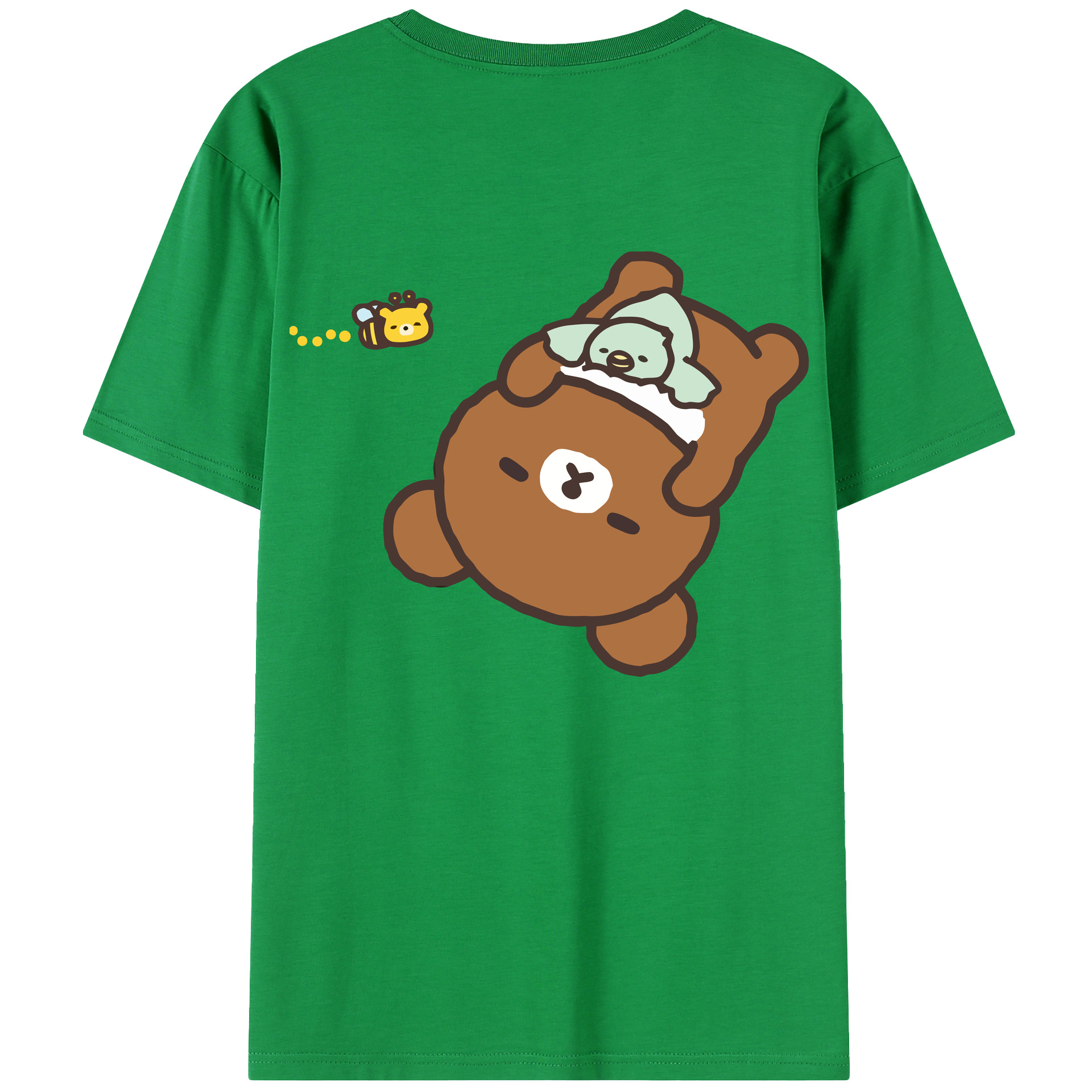 （画像用） リラックマ リラックマ キイロイトリ Rilakkuma Korilakkuma Kiiroitori 綿100％半袖Tシャツ（背面プリント）