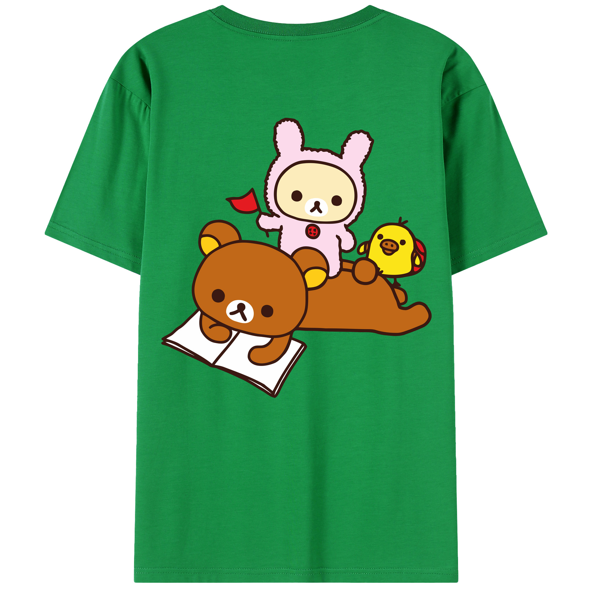 （画像用） リラックマ リラックマ キイロイトリ Rilakkuma Korilakkuma Kiiroitori 綿100％半袖Tシャツ（背面プリント）