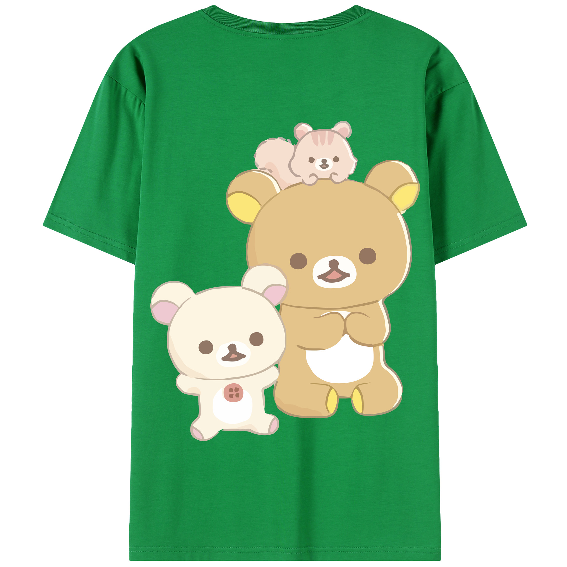 （画像用） リラックマ リラックマ キイロイトリ Rilakkuma Korilakkuma Kiiroitori 綿100％半袖Tシャツ（背面プリント）