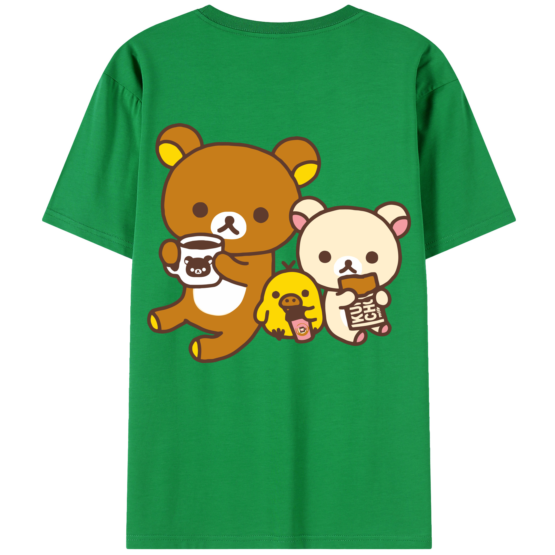 （画像用） リラックマ リラックマ キイロイトリ Rilakkuma Korilakkuma Kiiroitori 綿100％半袖Tシャツ（背面プリント）