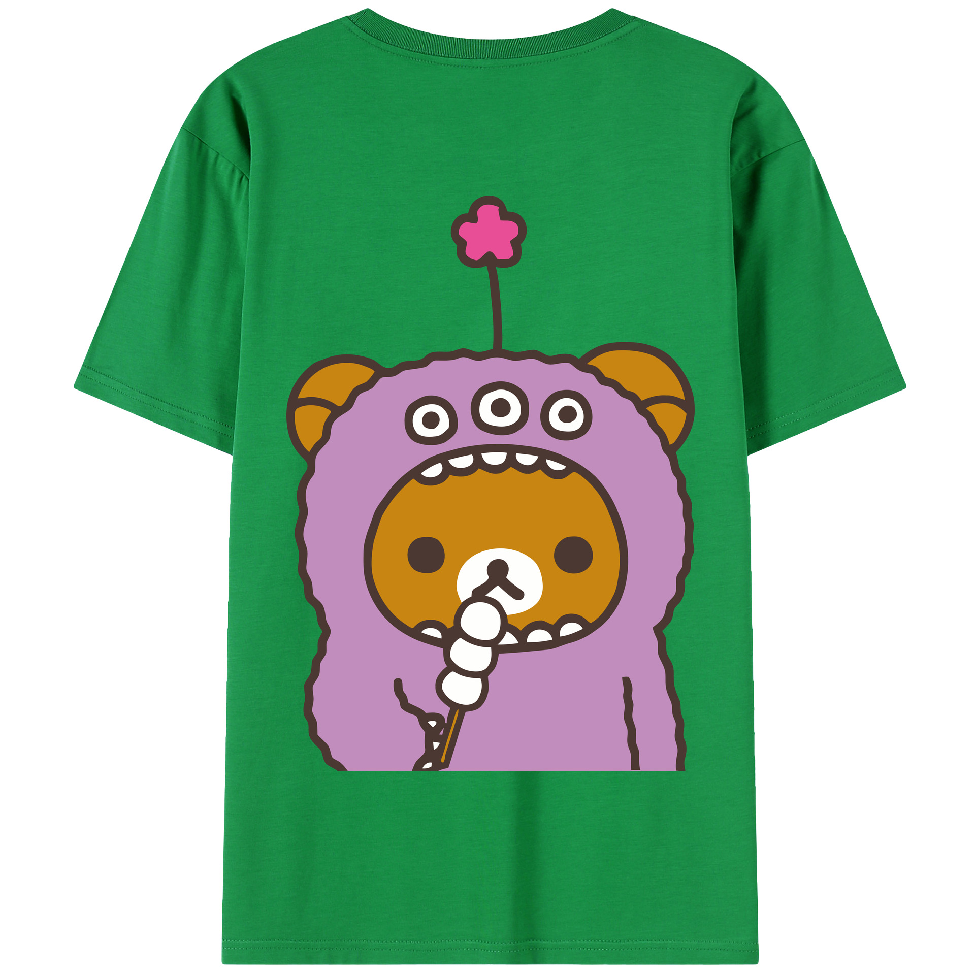 （画像用） リラックマ リラックマ キイロイトリ Rilakkuma Korilakkuma Kiiroitori 綿100％半袖Tシャツ（背面プリント）