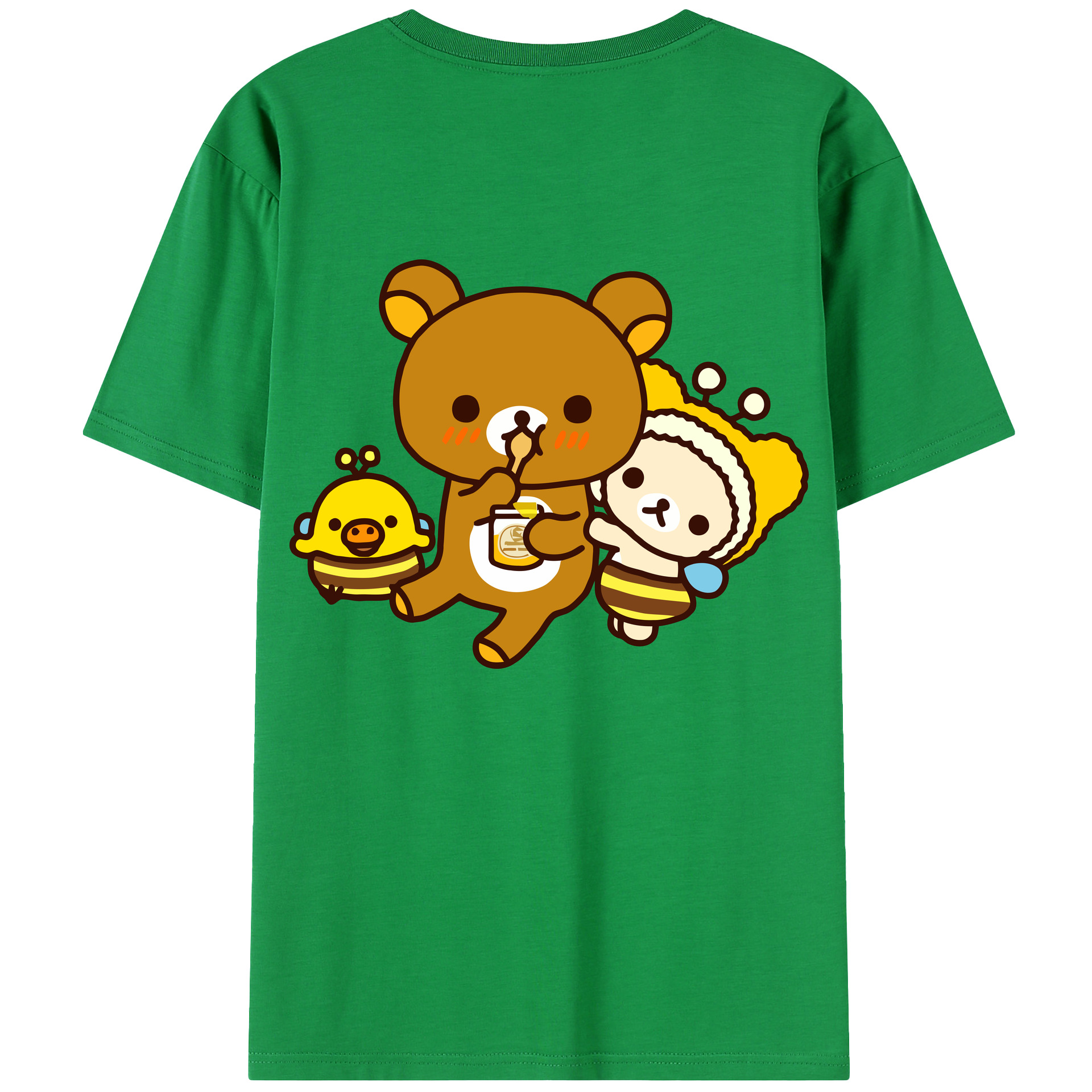 （画像用） リラックマ リラックマ キイロイトリ Rilakkuma Korilakkuma Kiiroitori 綿100％半袖Tシャツ（背面プリント）