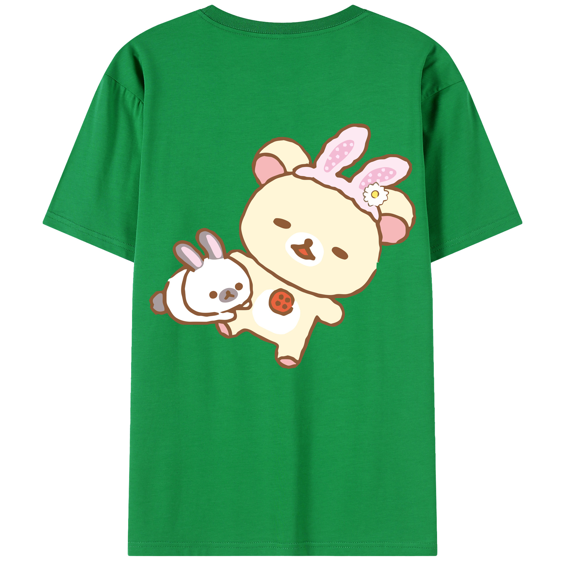 （画像用） リラックマ リラックマ キイロイトリ Rilakkuma Korilakkuma Kiiroitori 綿100％半袖Tシャツ（背面プリント）