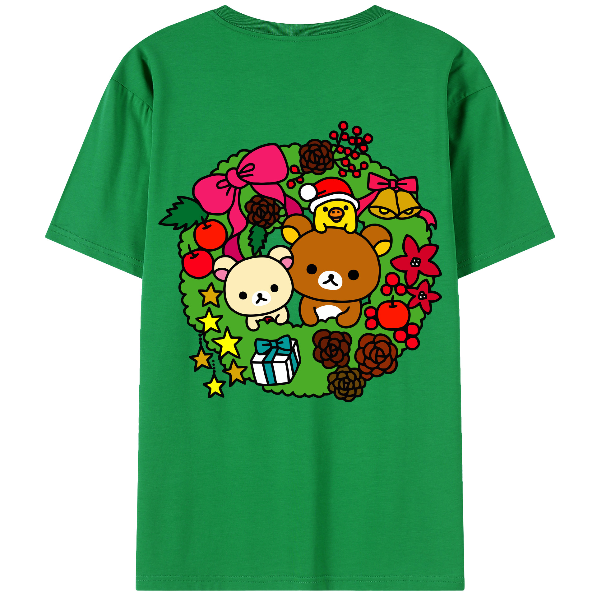 （画像用） リラックマ リラックマ キイロイトリ Rilakkuma Korilakkuma Kiiroitori 綿100％半袖Tシャツ（背面プリント）