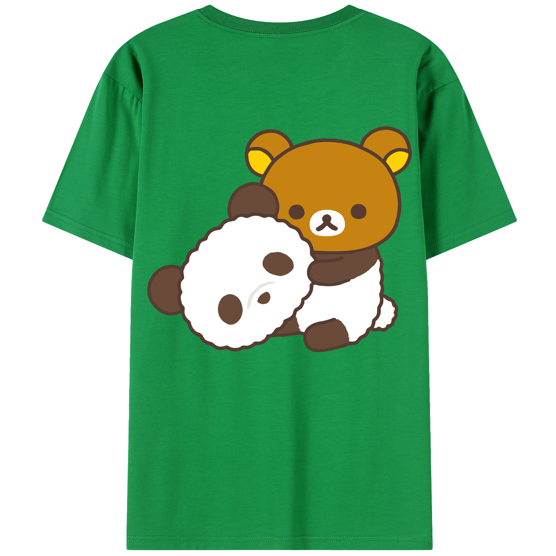 （画像用） リラックマ リラックマ キイロイトリ Rilakkuma Korilakkuma Kiiroitori 綿100％半袖Tシャツ（背面プリント）