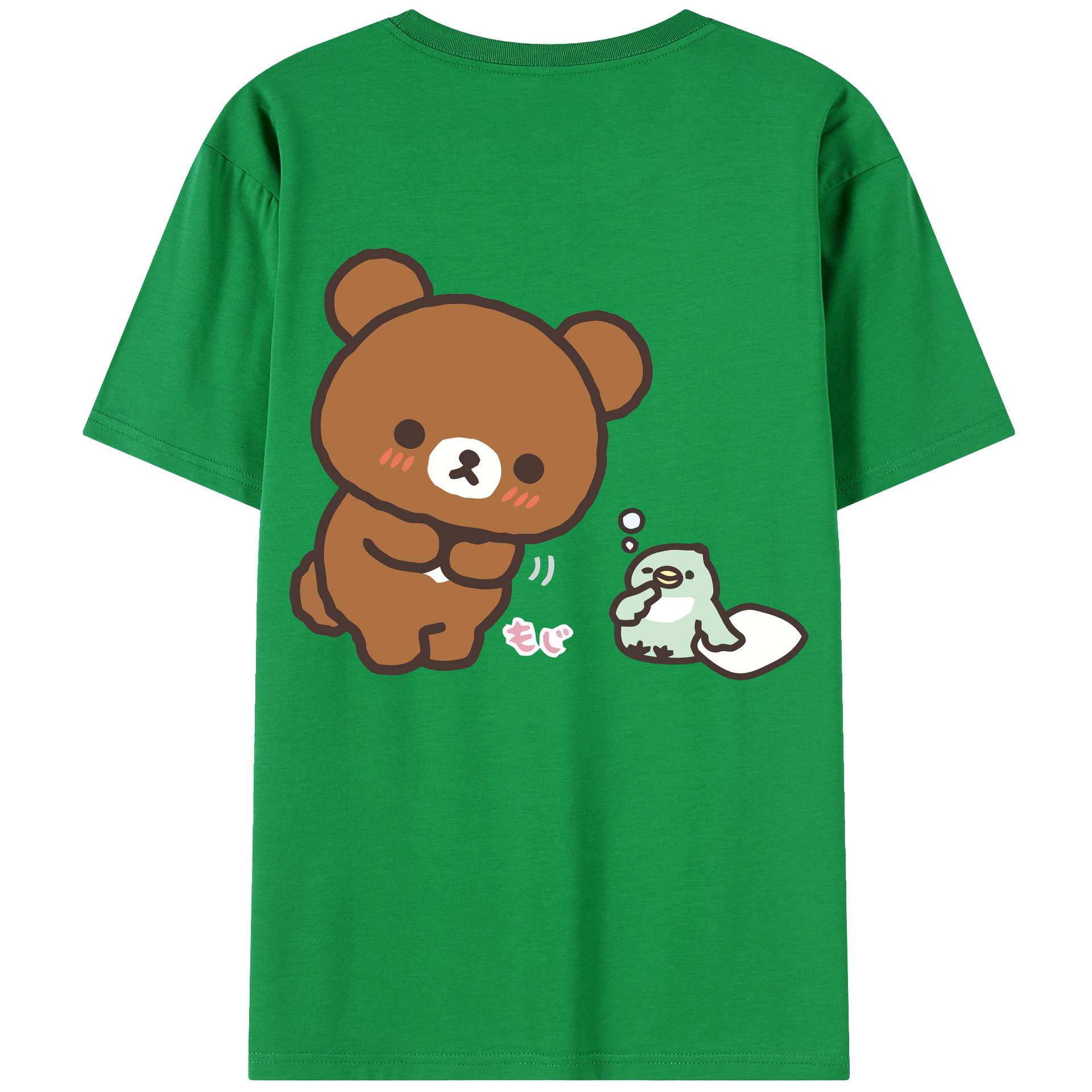 （画像用） リラックマ リラックマ キイロイトリ Rilakkuma Korilakkuma Kiiroitori 綿100％半袖Tシャツ（背面プリント）