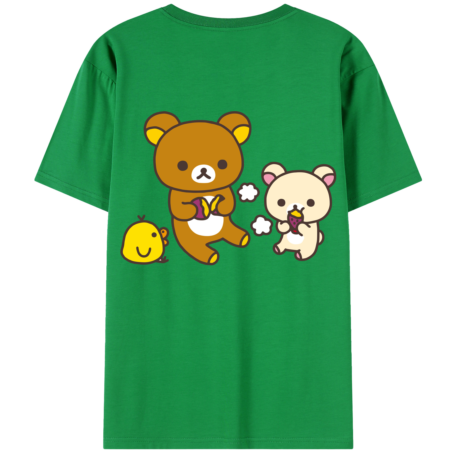 （画像用） リラックマ リラックマ キイロイトリ Rilakkuma Korilakkuma Kiiroitori 綿100％半袖Tシャツ（背面プリント）