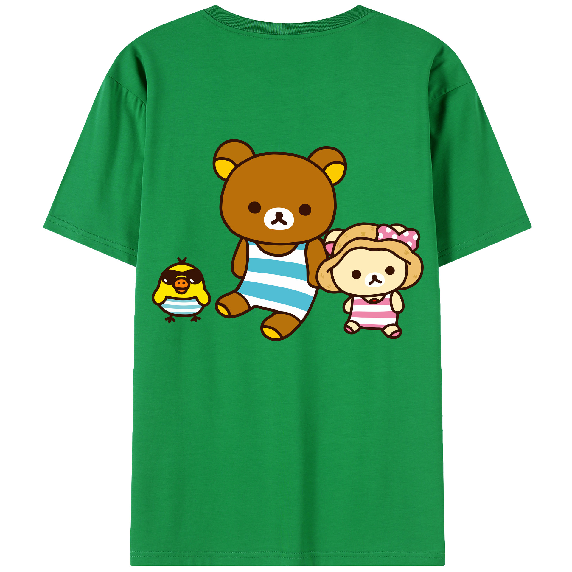 （画像用） リラックマ リラックマ キイロイトリ Rilakkuma Korilakkuma Kiiroitori 綿100％半袖Tシャツ（背面プリント）
