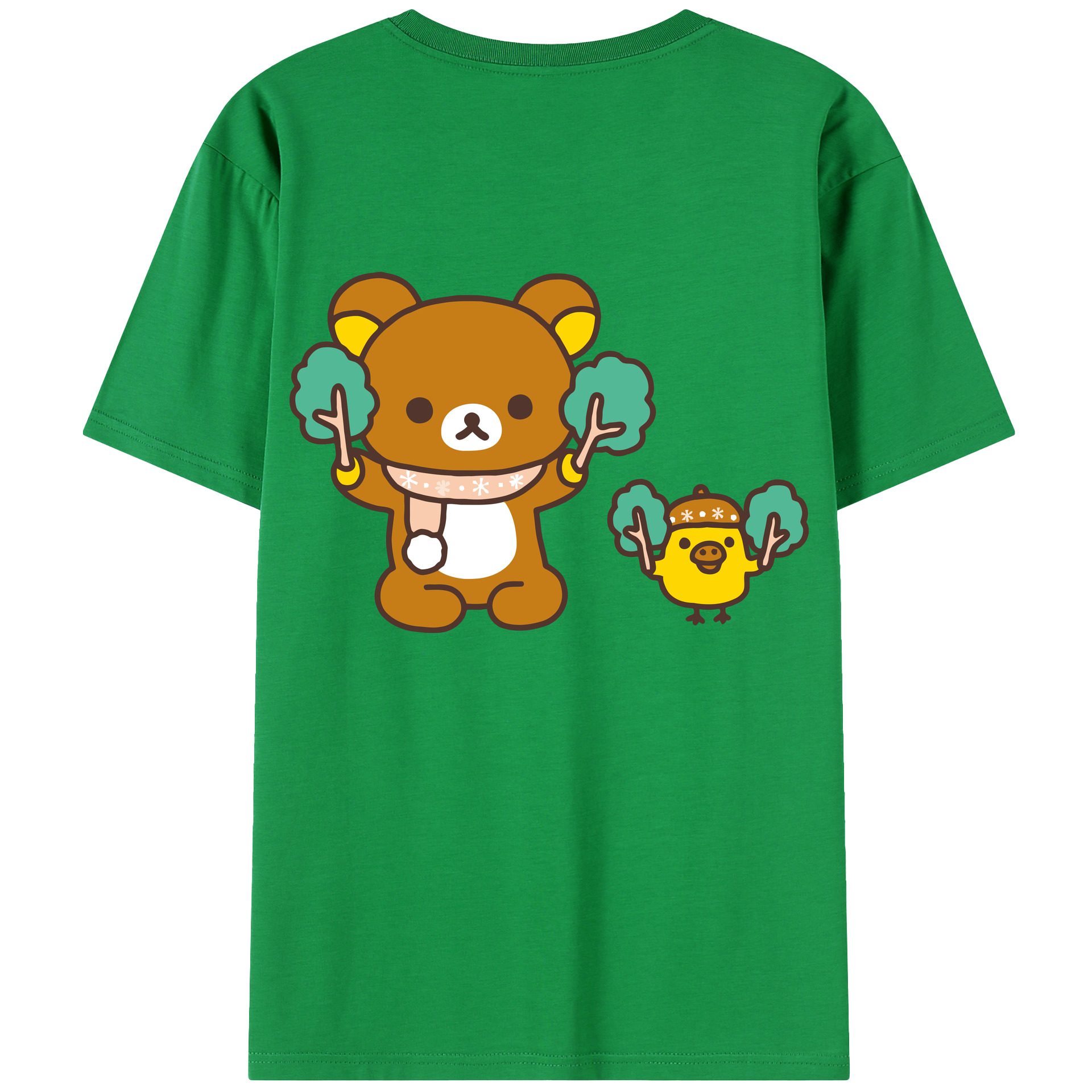 （画像用） リラックマ リラックマ キイロイトリ Rilakkuma Korilakkuma Kiiroitori 綿100％半袖Tシャツ（背面プリント）