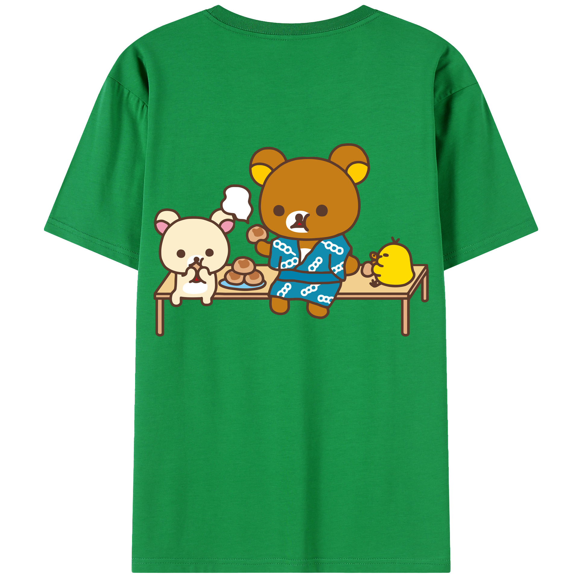 （画像用） リラックマ リラックマ キイロイトリ Rilakkuma Korilakkuma Kiiroitori 綿100％半袖Tシャツ（背面プリント）