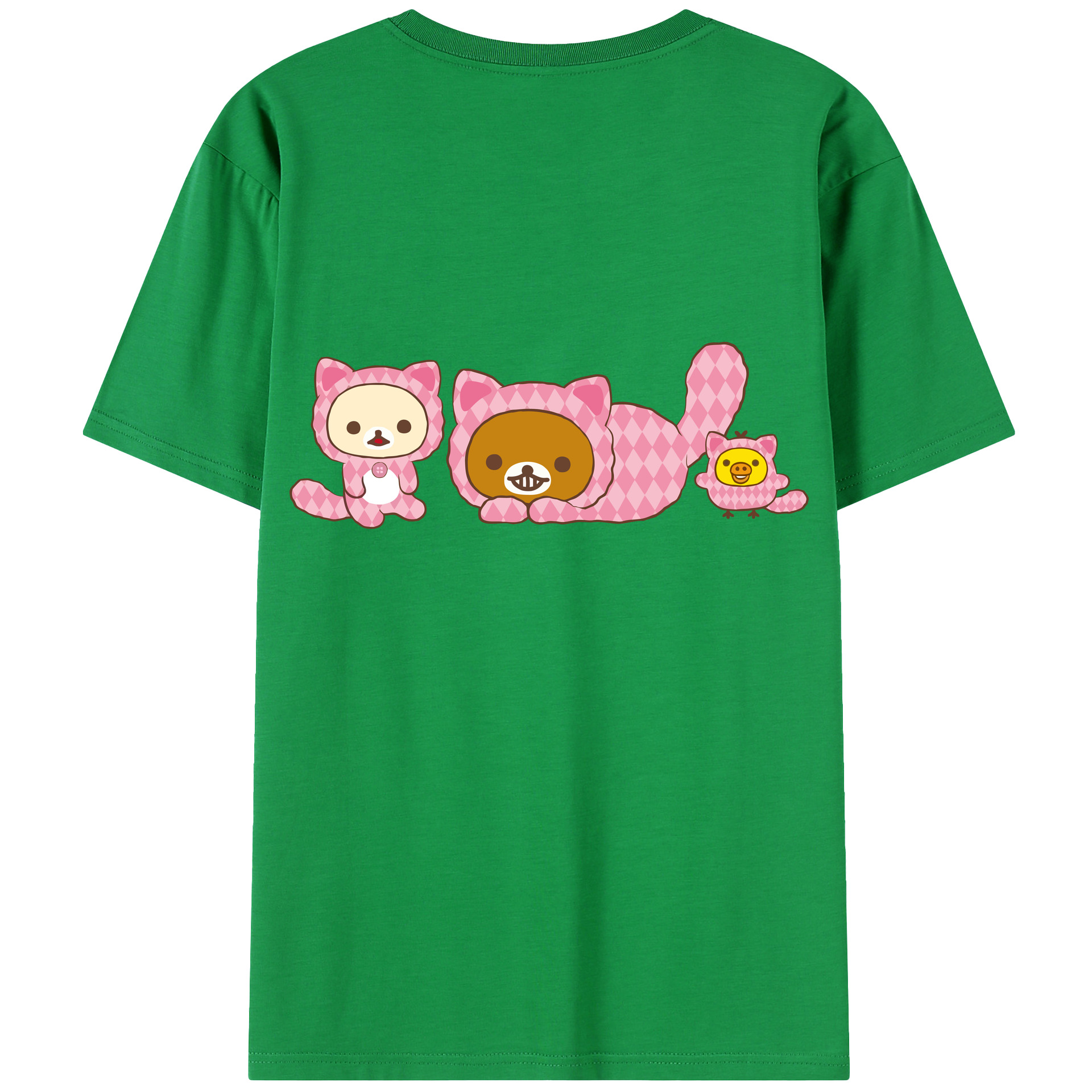 （画像用） リラックマ リラックマ キイロイトリ Rilakkuma Korilakkuma Kiiroitori 綿100％半袖Tシャツ（背面プリント）