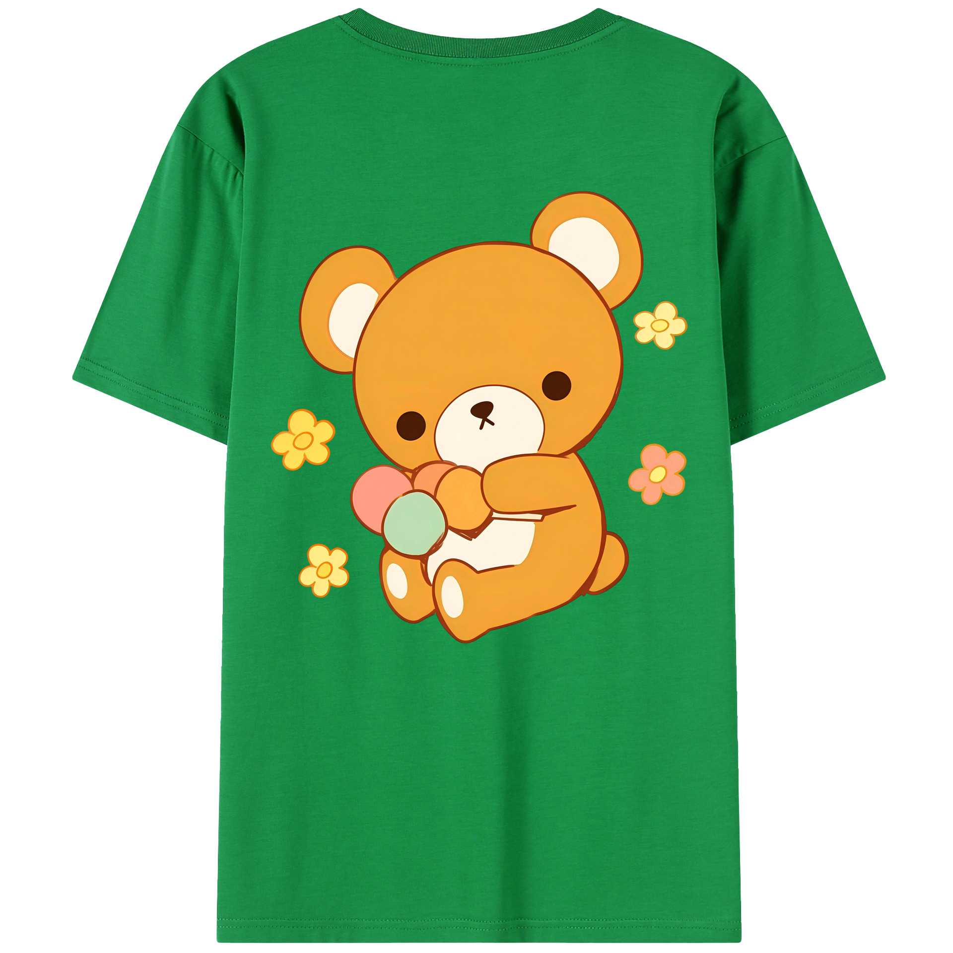 （画像用） リラックマ リラックマ キイロイトリ Rilakkuma Korilakkuma Kiiroitori 綿100％半袖Tシャツ（背面プリント）