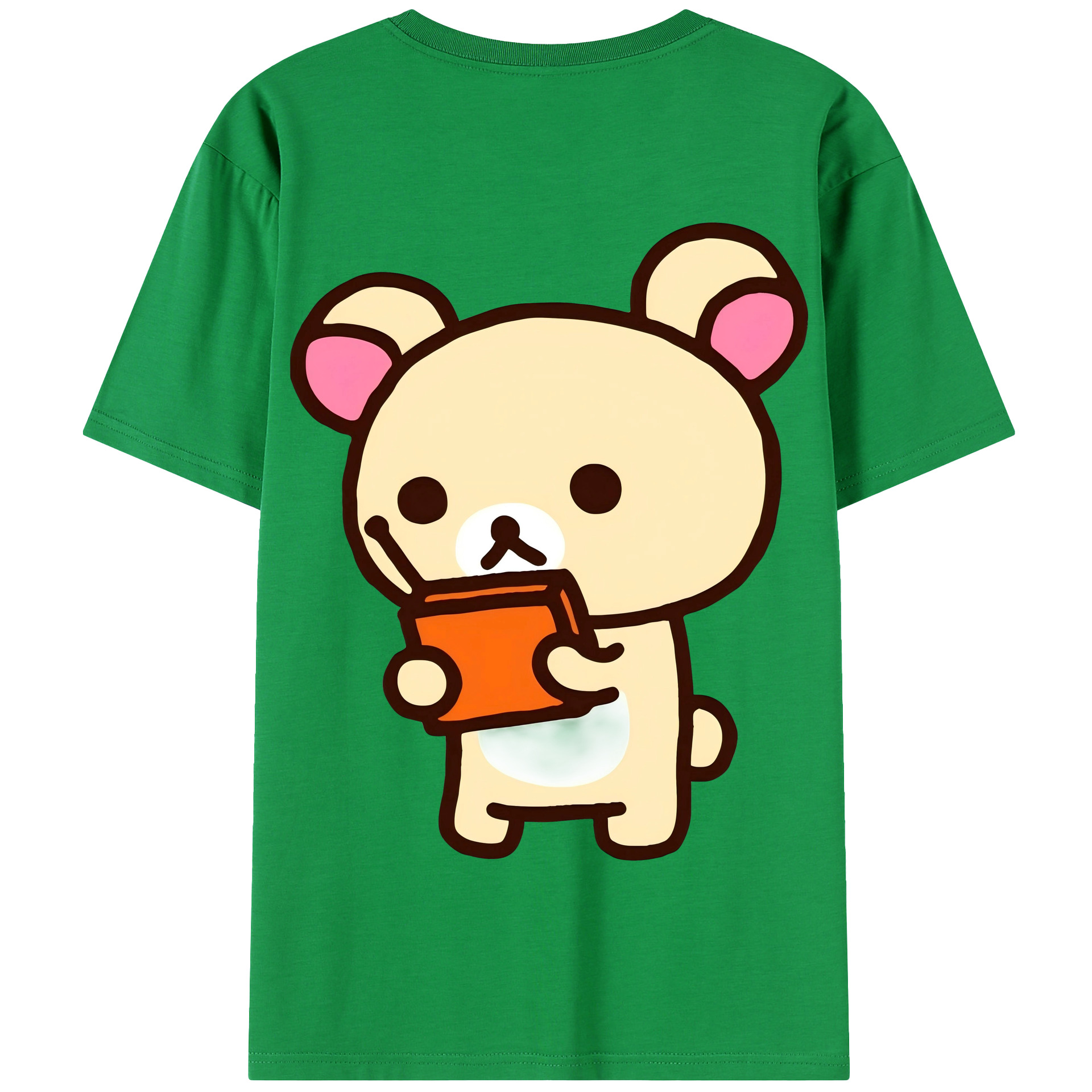 （画像用） リラックマ リラックマ キイロイトリ Rilakkuma Korilakkuma Kiiroitori 綿100％半袖Tシャツ（背面プリント）