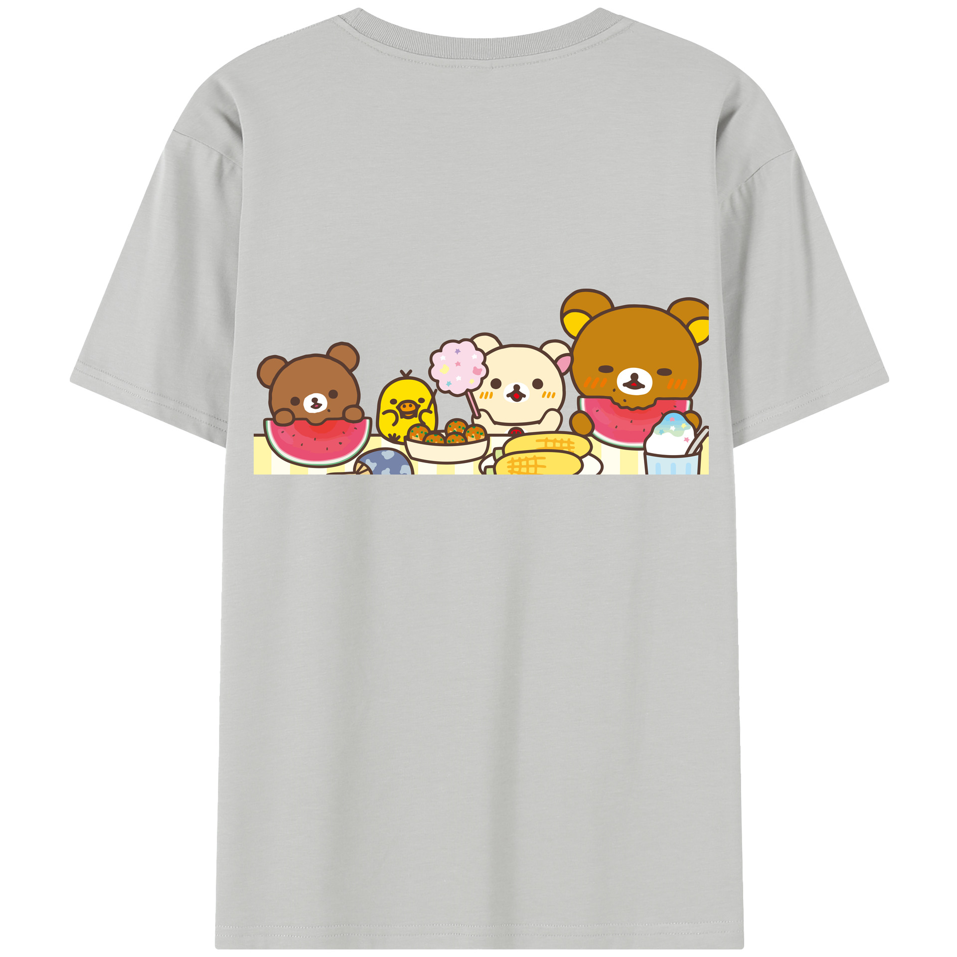 （画像用） リラックマ リラックマ キイロイトリ Rilakkuma Korilakkuma Kiiroitori 綿100％半袖Tシャツ（背面プリント）