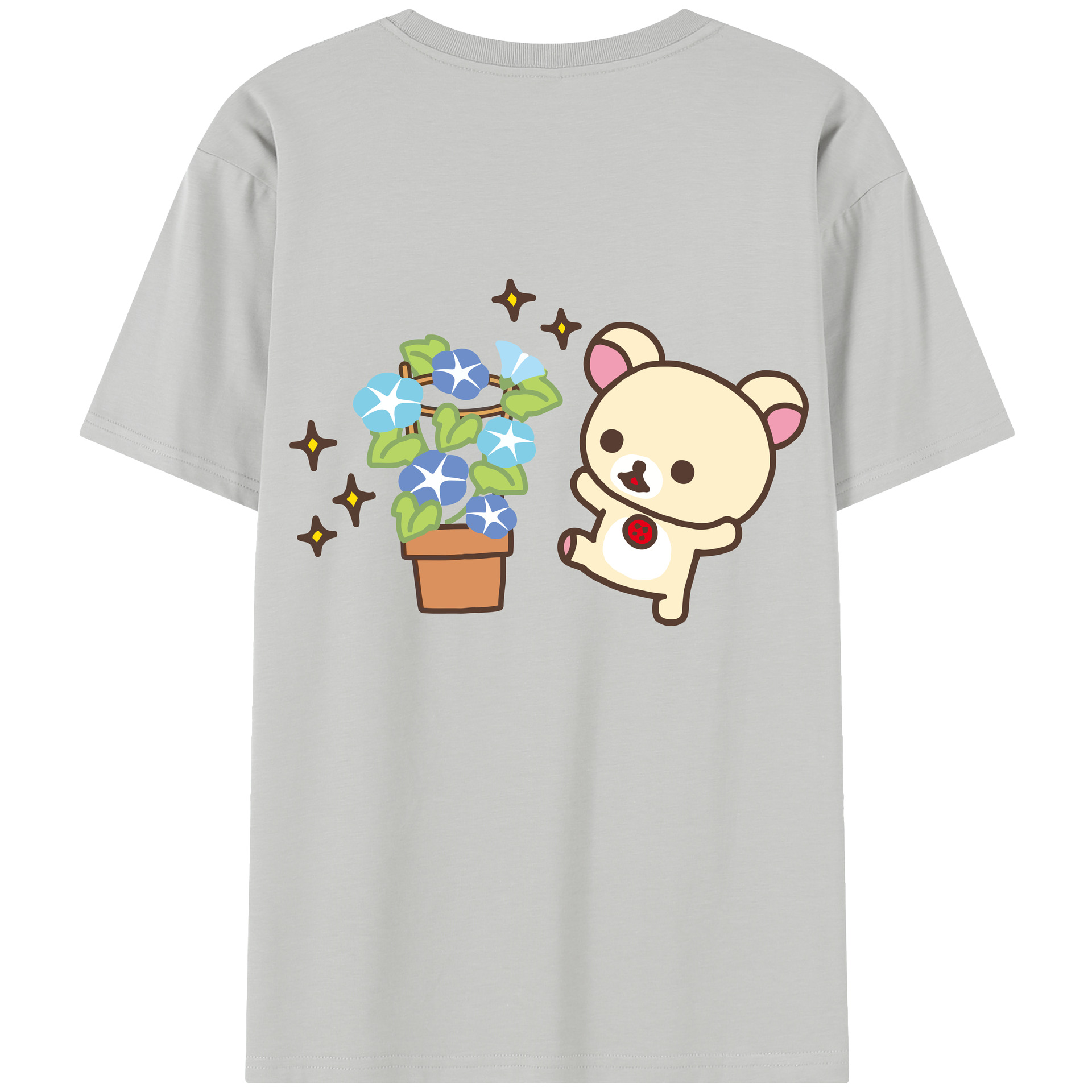 （画像用） リラックマ リラックマ キイロイトリ Rilakkuma Korilakkuma Kiiroitori 綿100％半袖Tシャツ（背面プリント）