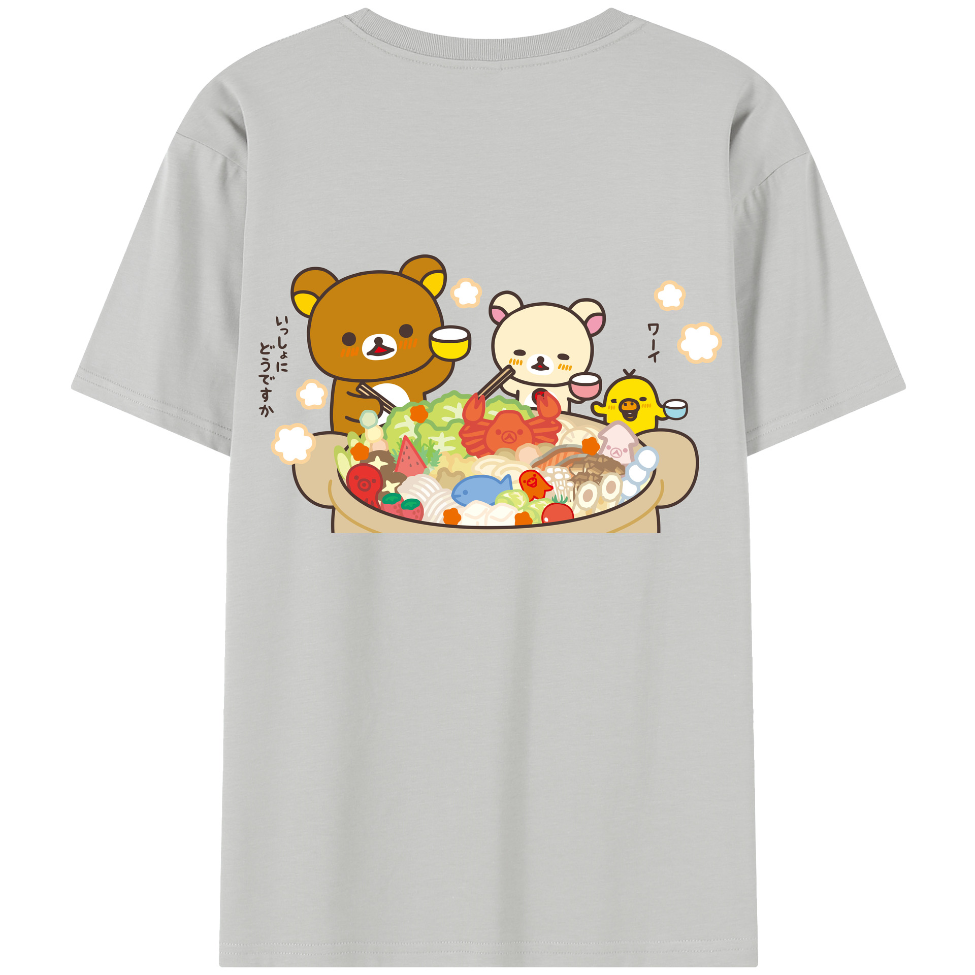 （画像用） リラックマ リラックマ キイロイトリ Rilakkuma Korilakkuma Kiiroitori 綿100％半袖Tシャツ（背面プリント）