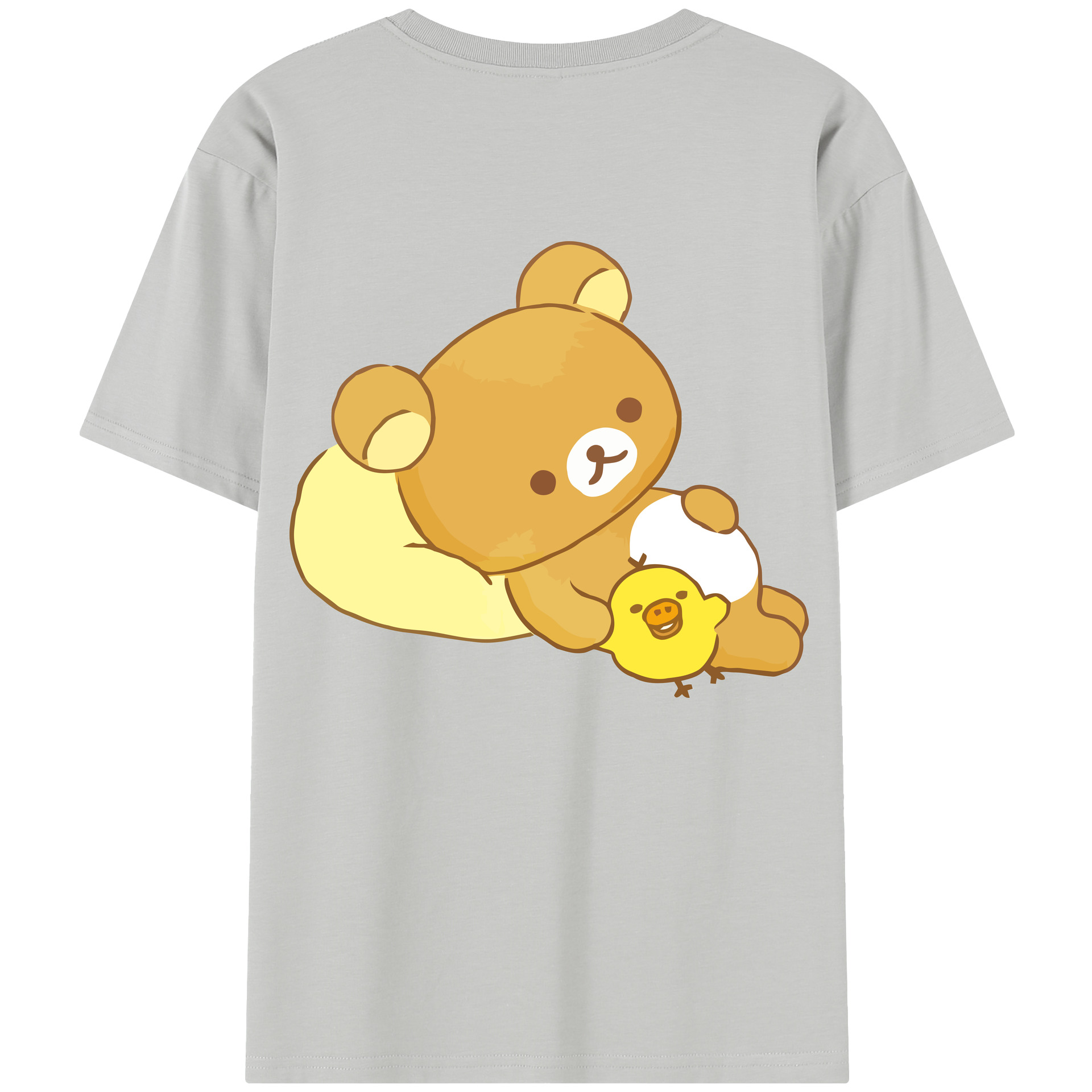 （画像用） リラックマ リラックマ キイロイトリ Rilakkuma Korilakkuma Kiiroitori 綿100％半袖Tシャツ（背面プリント）
