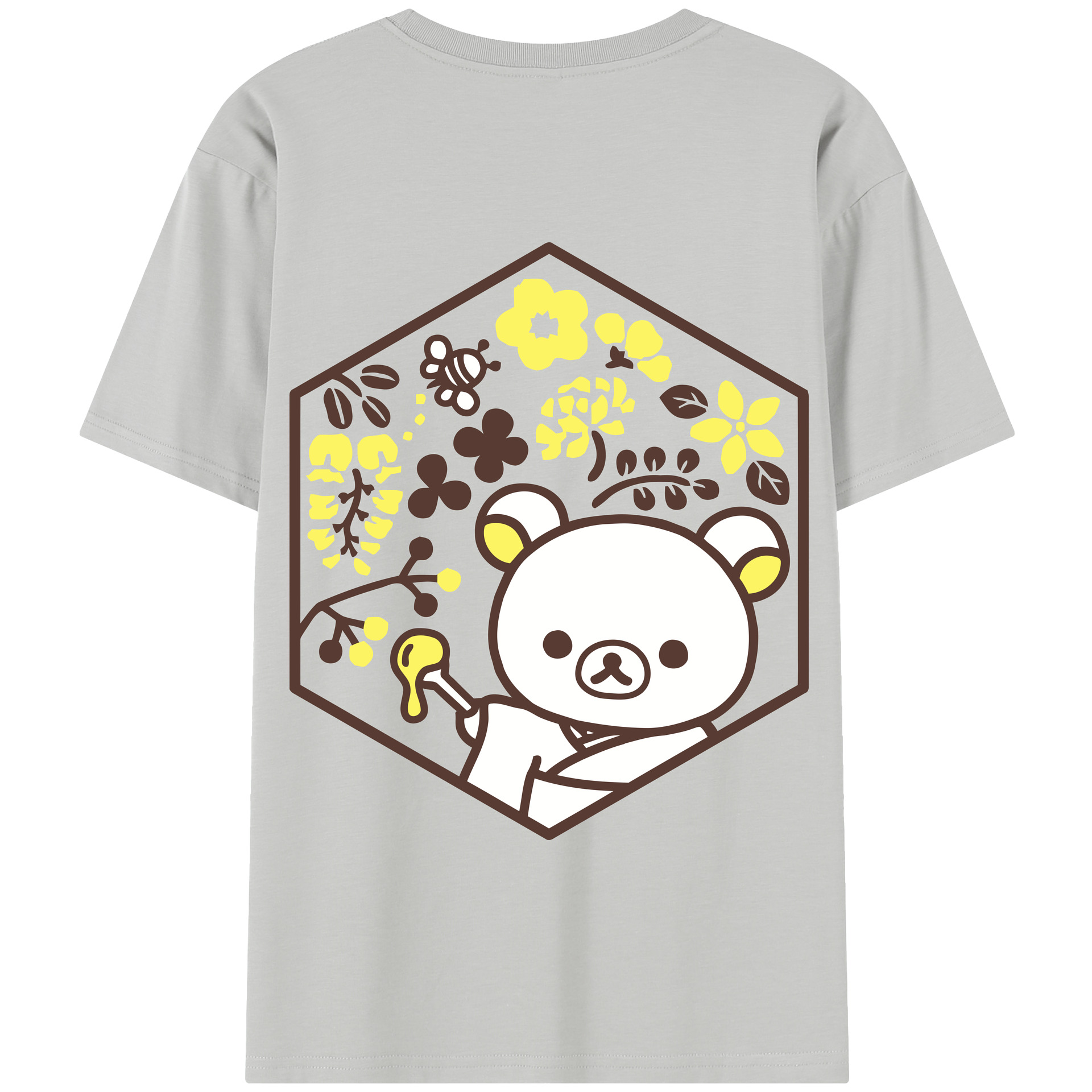 （画像用） リラックマ リラックマ キイロイトリ Rilakkuma Korilakkuma Kiiroitori 綿100％半袖Tシャツ（背面プリント）