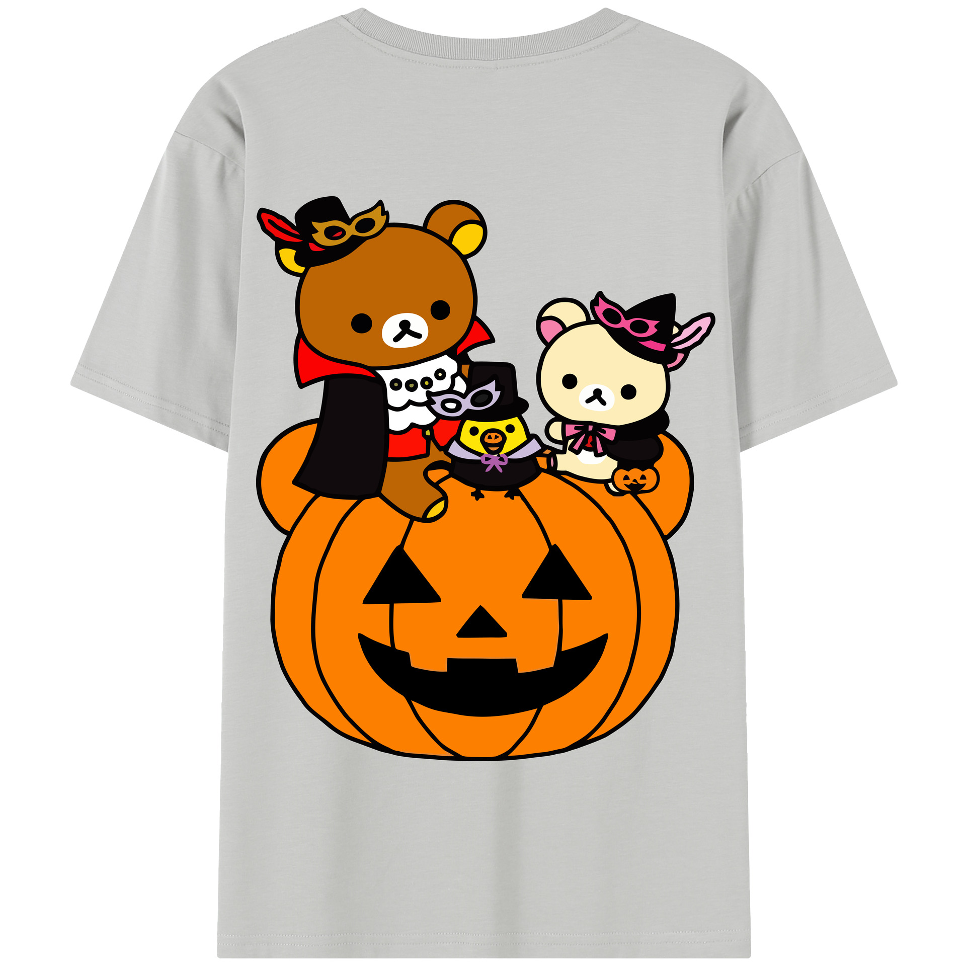 （画像用） リラックマ リラックマ キイロイトリ Rilakkuma Korilakkuma Kiiroitori 綿100％半袖Tシャツ（背面プリント）