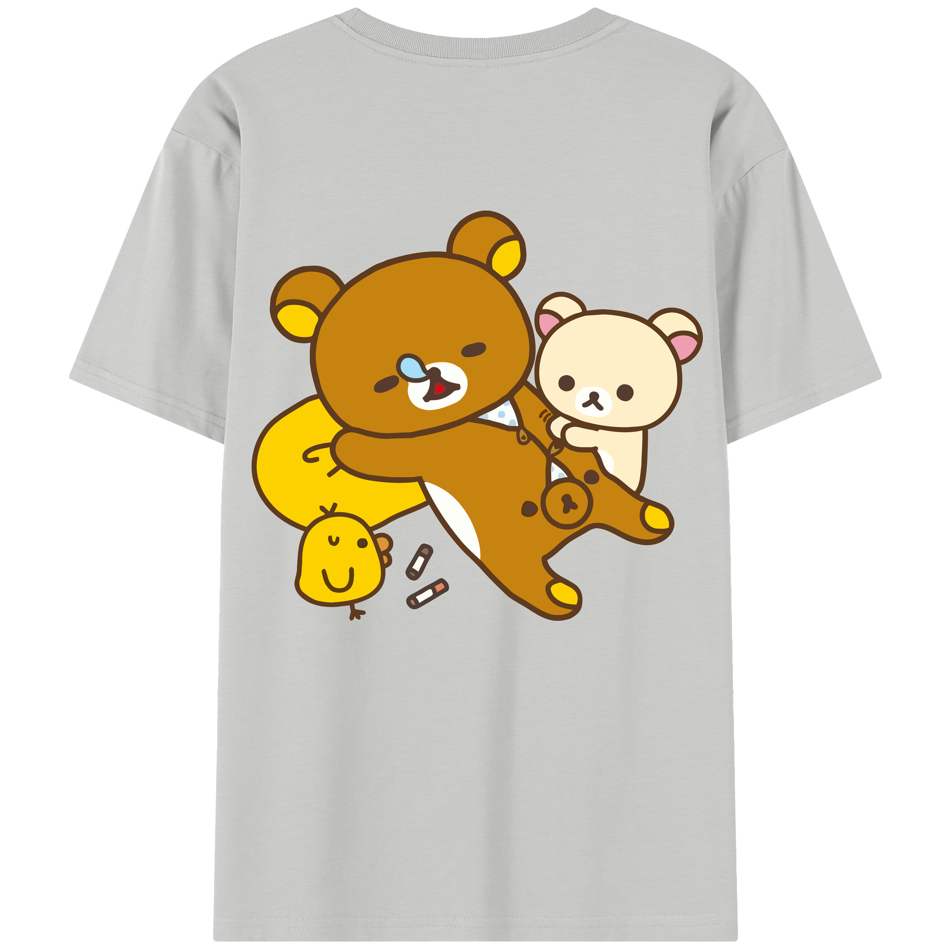 （画像用） リラックマ リラックマ キイロイトリ Rilakkuma Korilakkuma Kiiroitori 綿100％半袖Tシャツ（背面プリント）