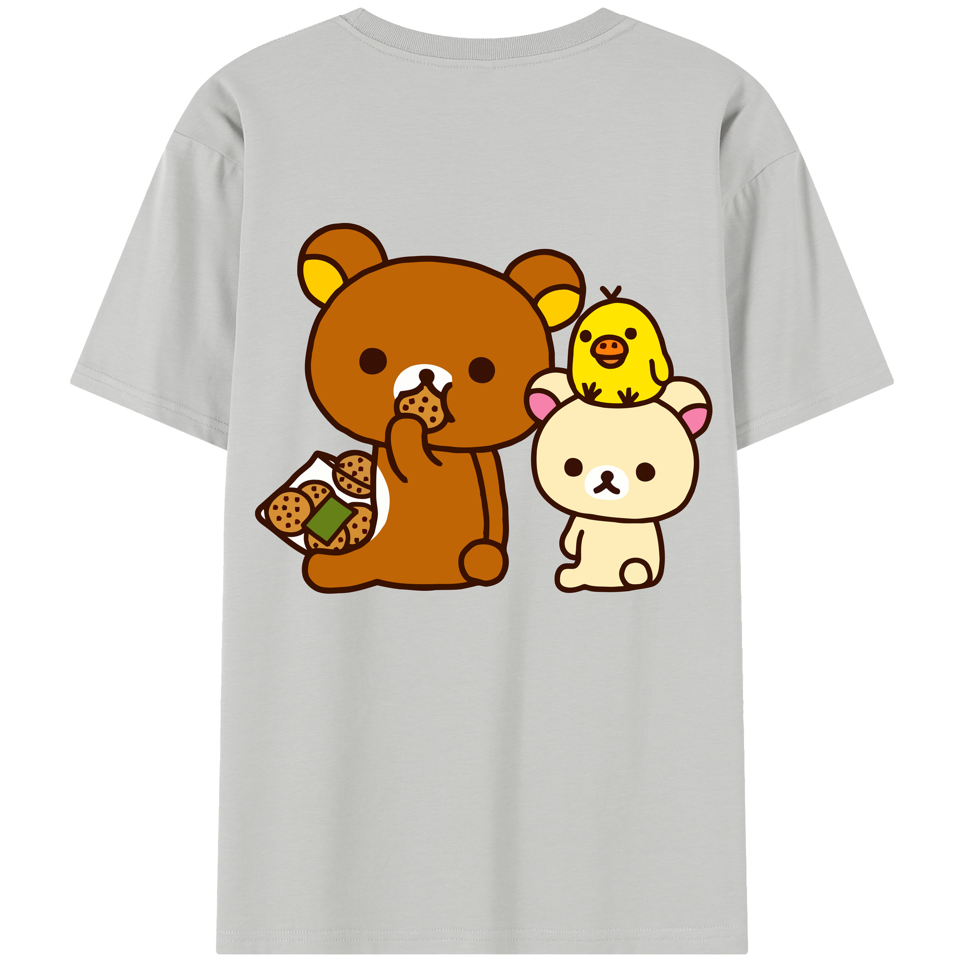 （画像用） リラックマ リラックマ キイロイトリ Rilakkuma Korilakkuma Kiiroitori 綿100％半袖Tシャツ（背面プリント）