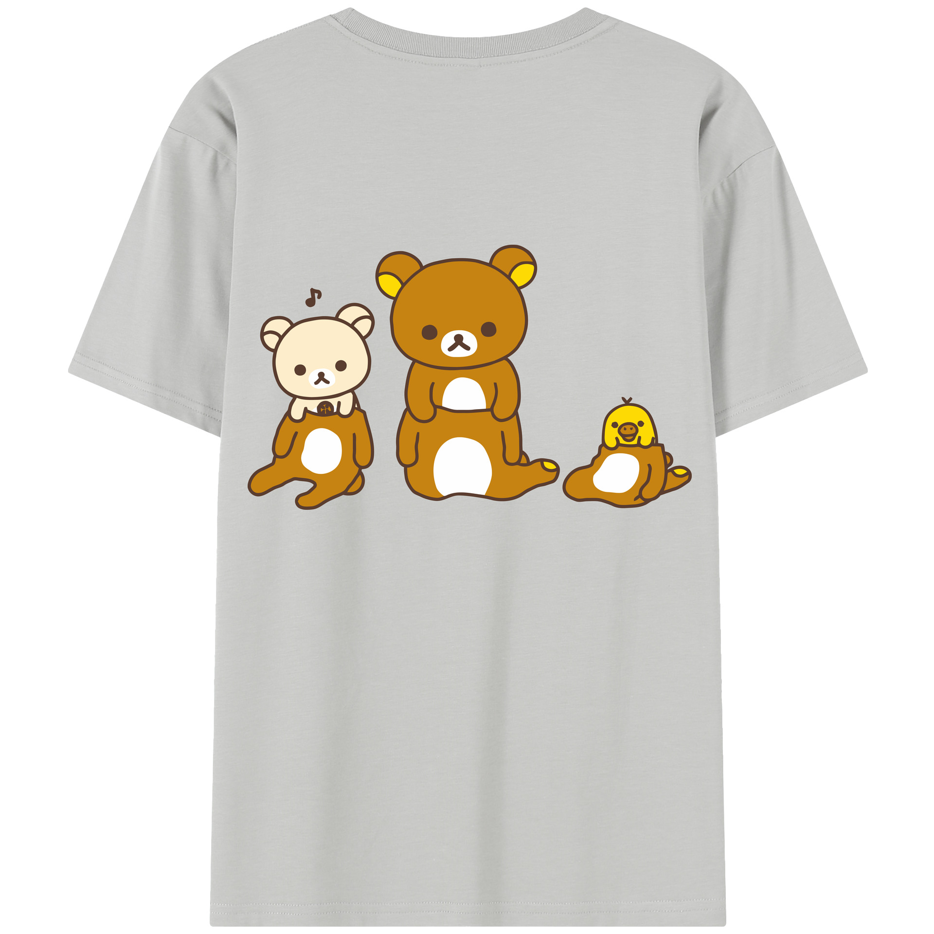 （画像用） リラックマ リラックマ キイロイトリ Rilakkuma Korilakkuma Kiiroitori 綿100％半袖Tシャツ（背面プリント）
