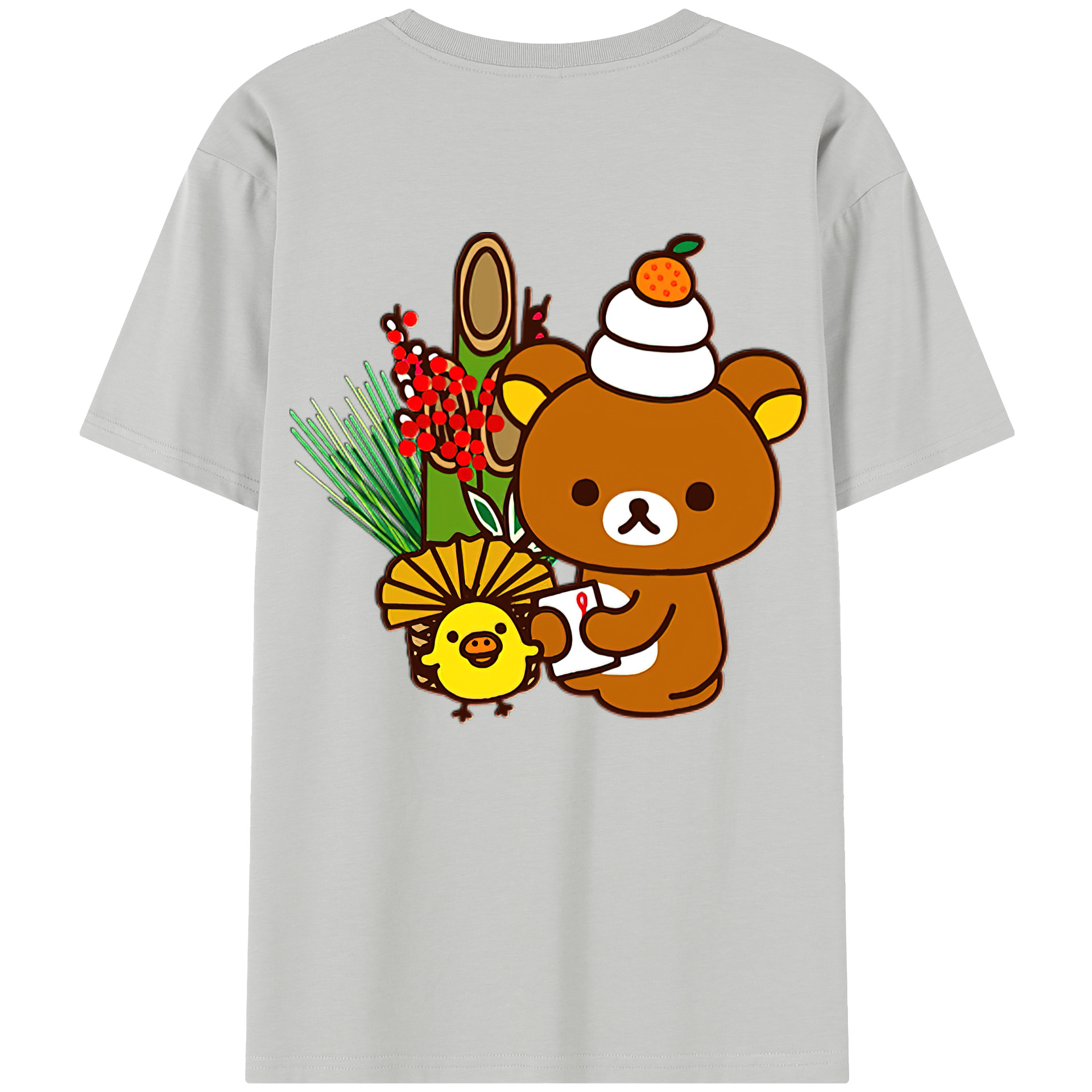 （画像用） リラックマ リラックマ キイロイトリ Rilakkuma Korilakkuma Kiiroitori 綿100％半袖Tシャツ（背面プリント）
