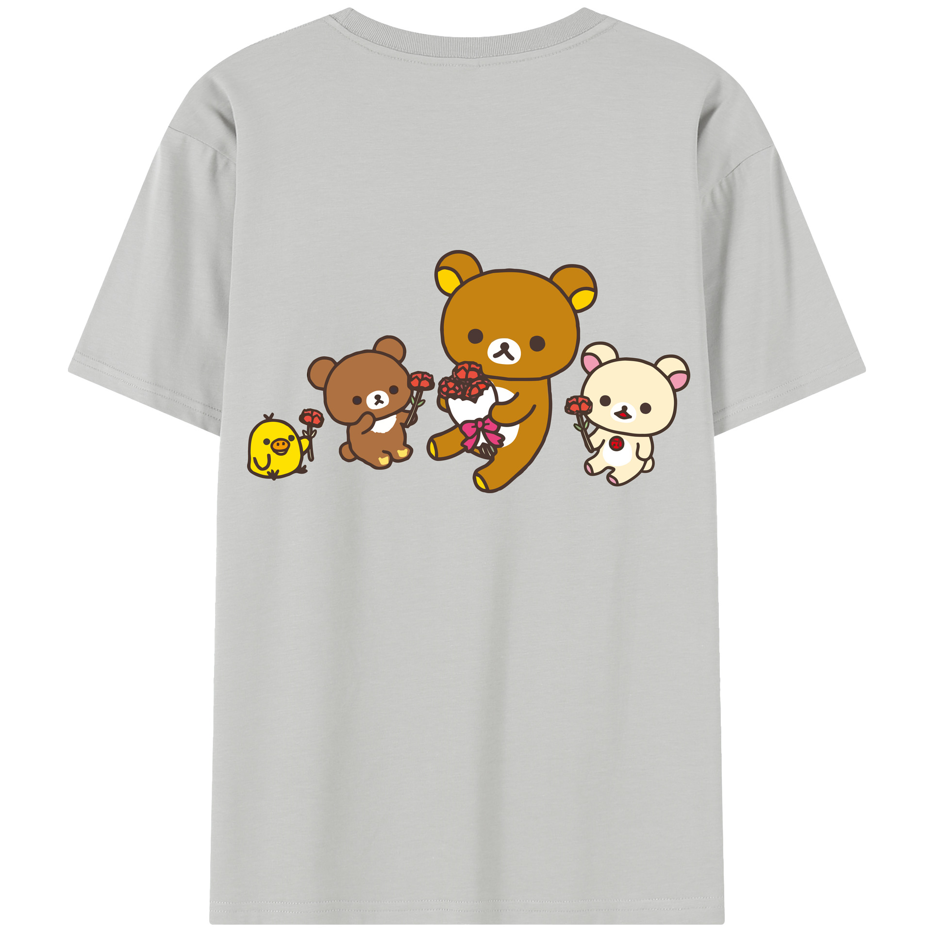 （画像用） リラックマ リラックマ キイロイトリ Rilakkuma Korilakkuma Kiiroitori 綿100％半袖Tシャツ（背面プリント）